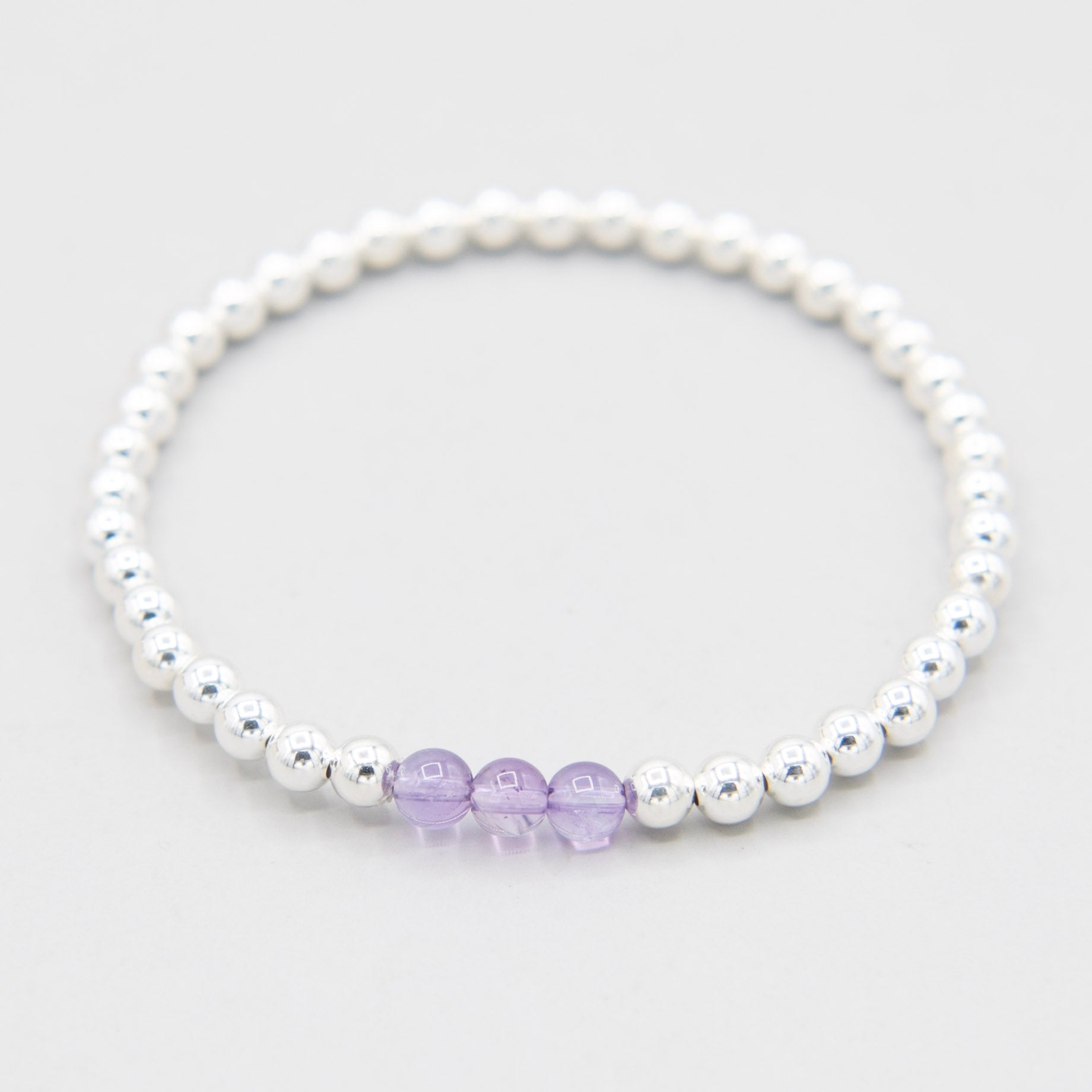 February Amethyst Beaded Lux Bracelet - Jewel Ya