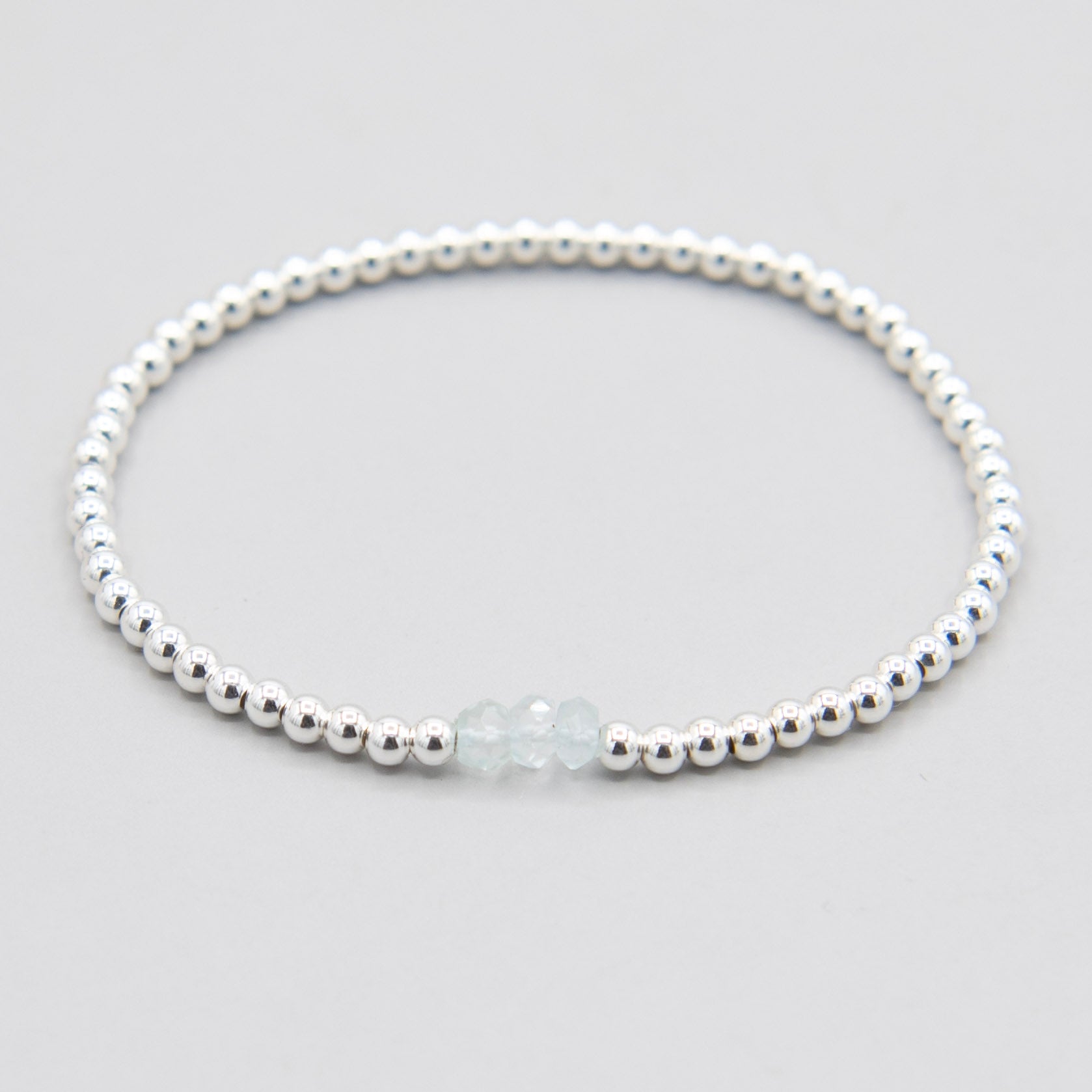 March Aquamarine  Beaded Lux Bracelet - Jewel Ya