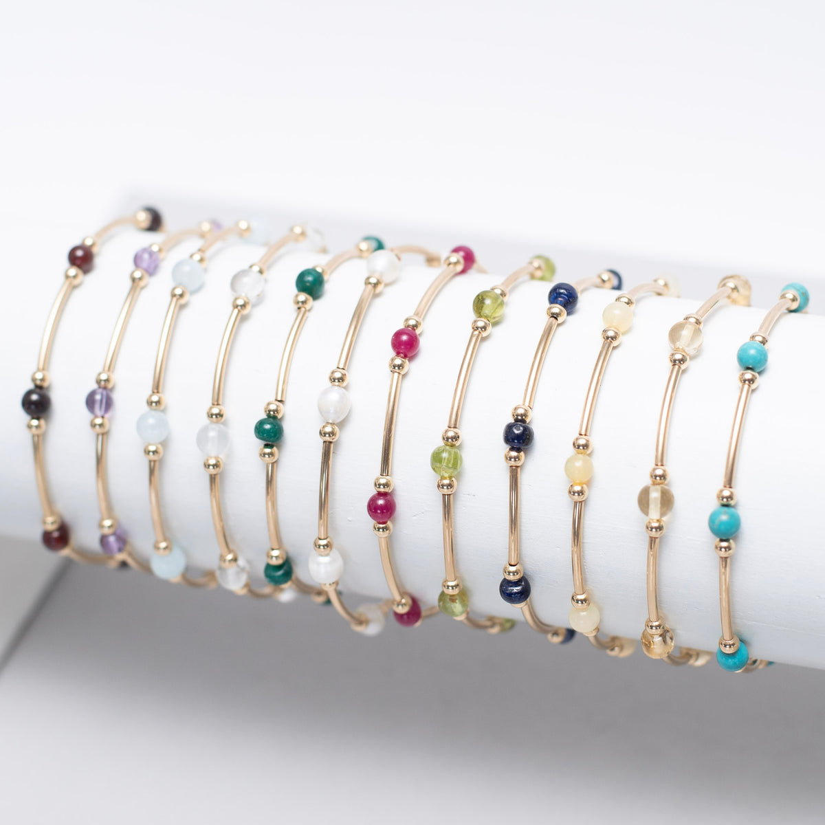 Birthstone 14k Gold Filled Tube Bracelets