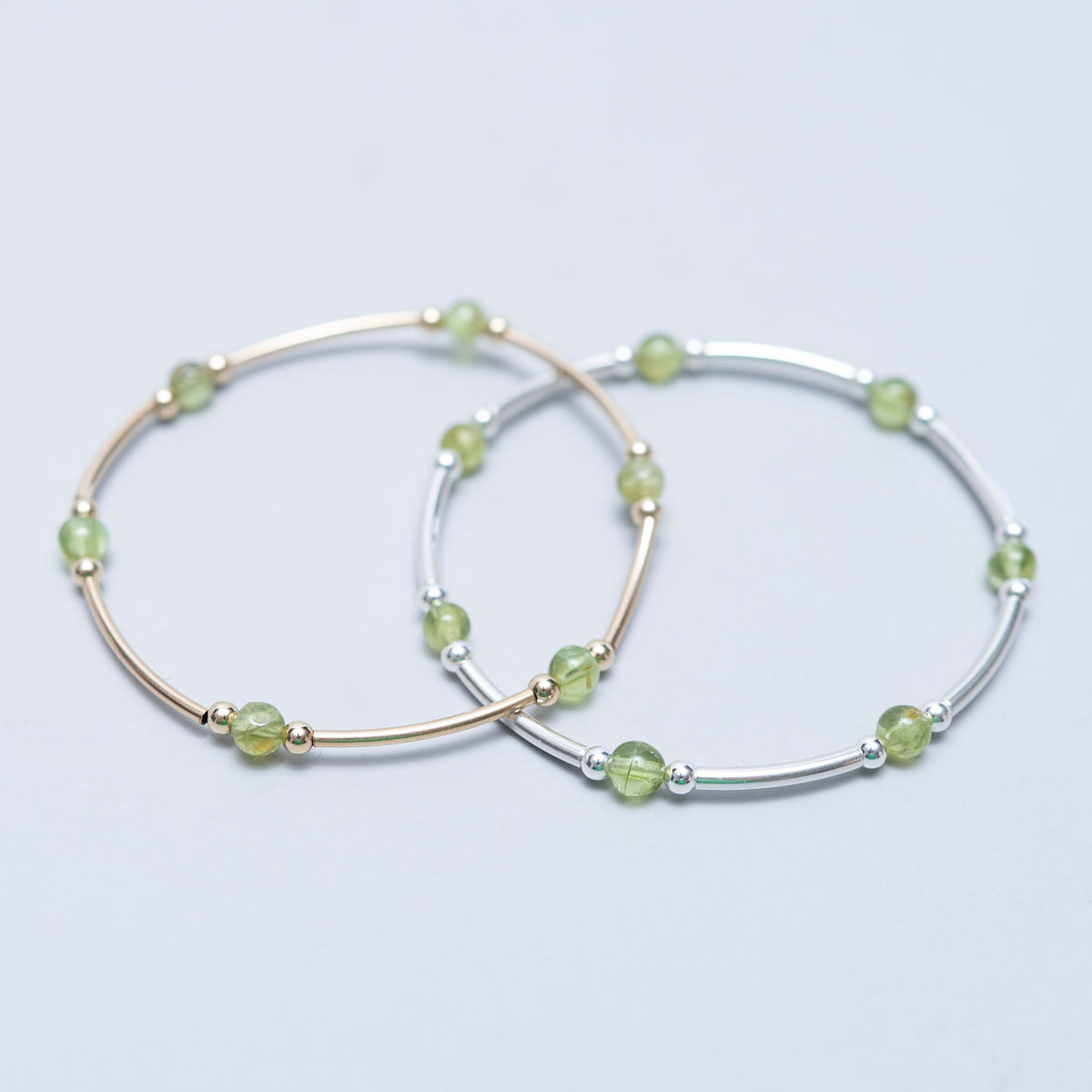 Birthstone August Peridot Beaded Lux Tube Bracelet