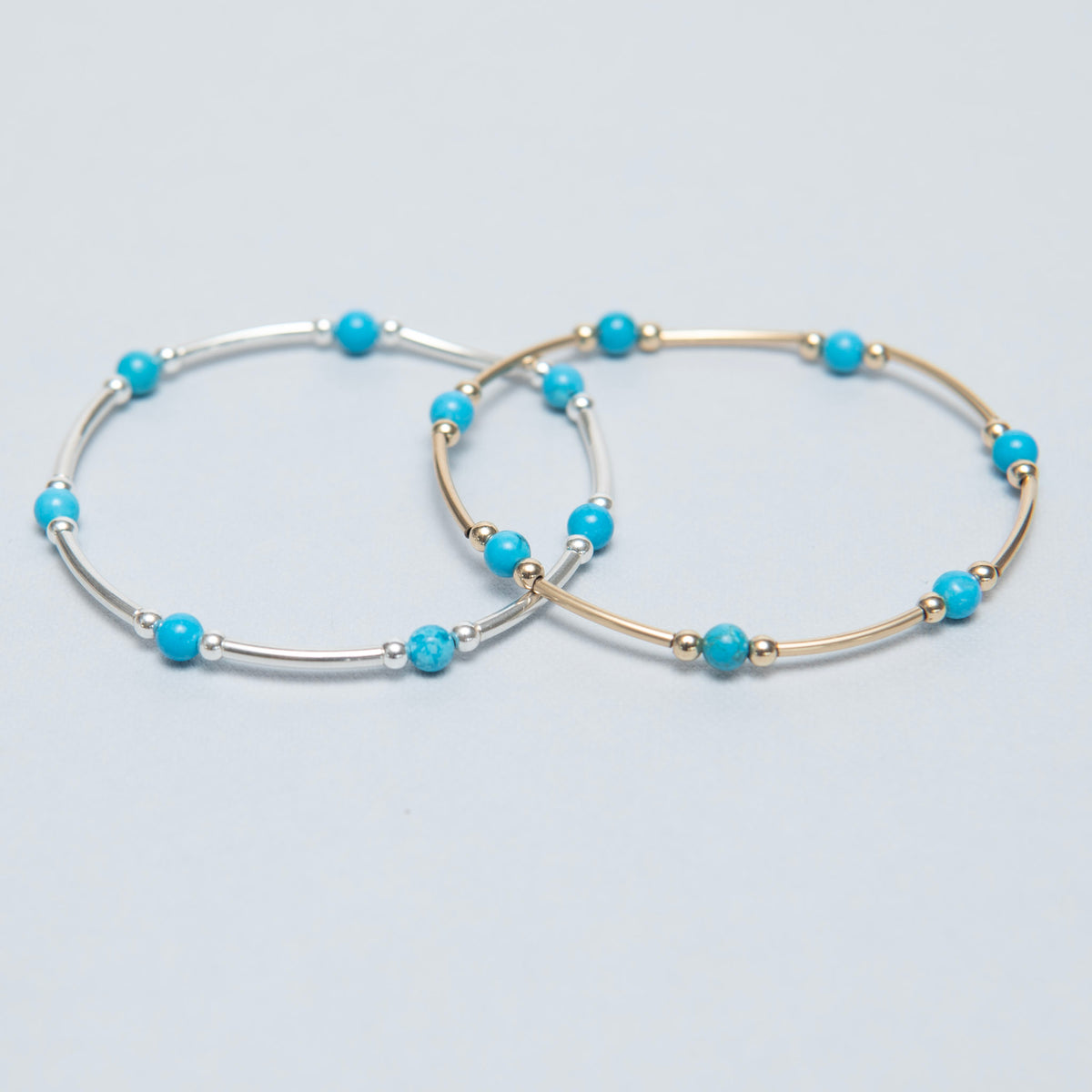 Birthstone December Turquoise Beaded Lux Tube Bracelet - Jewel Ya