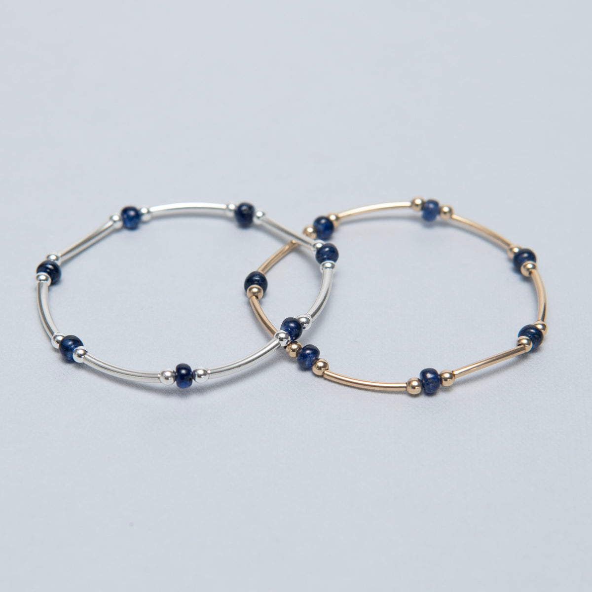 Birthstone September Sapphire Beaded Lux Tube Bracelet