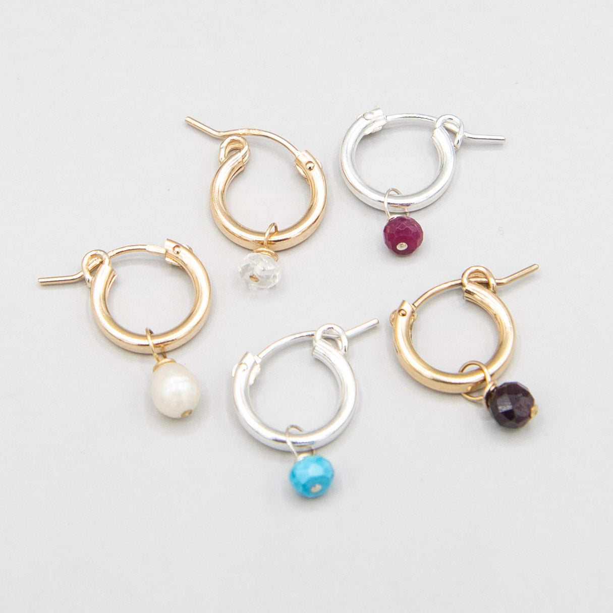 Tube Hoops & Birthstone Drops - Jewel Ya