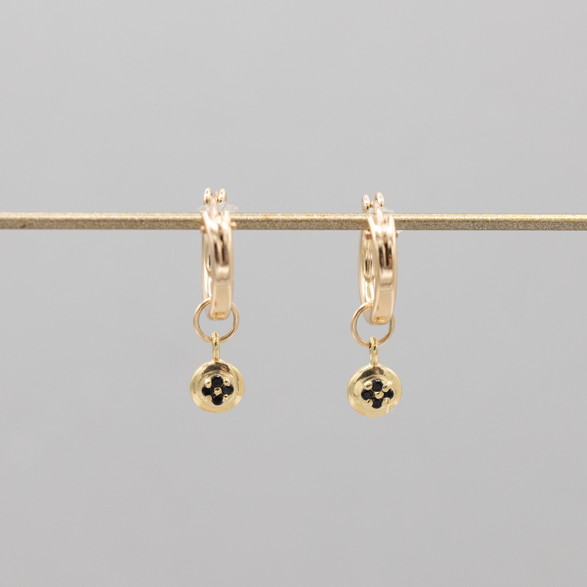 Petite Black Cubic Zirconia Hoop Drops - Jewel Ya