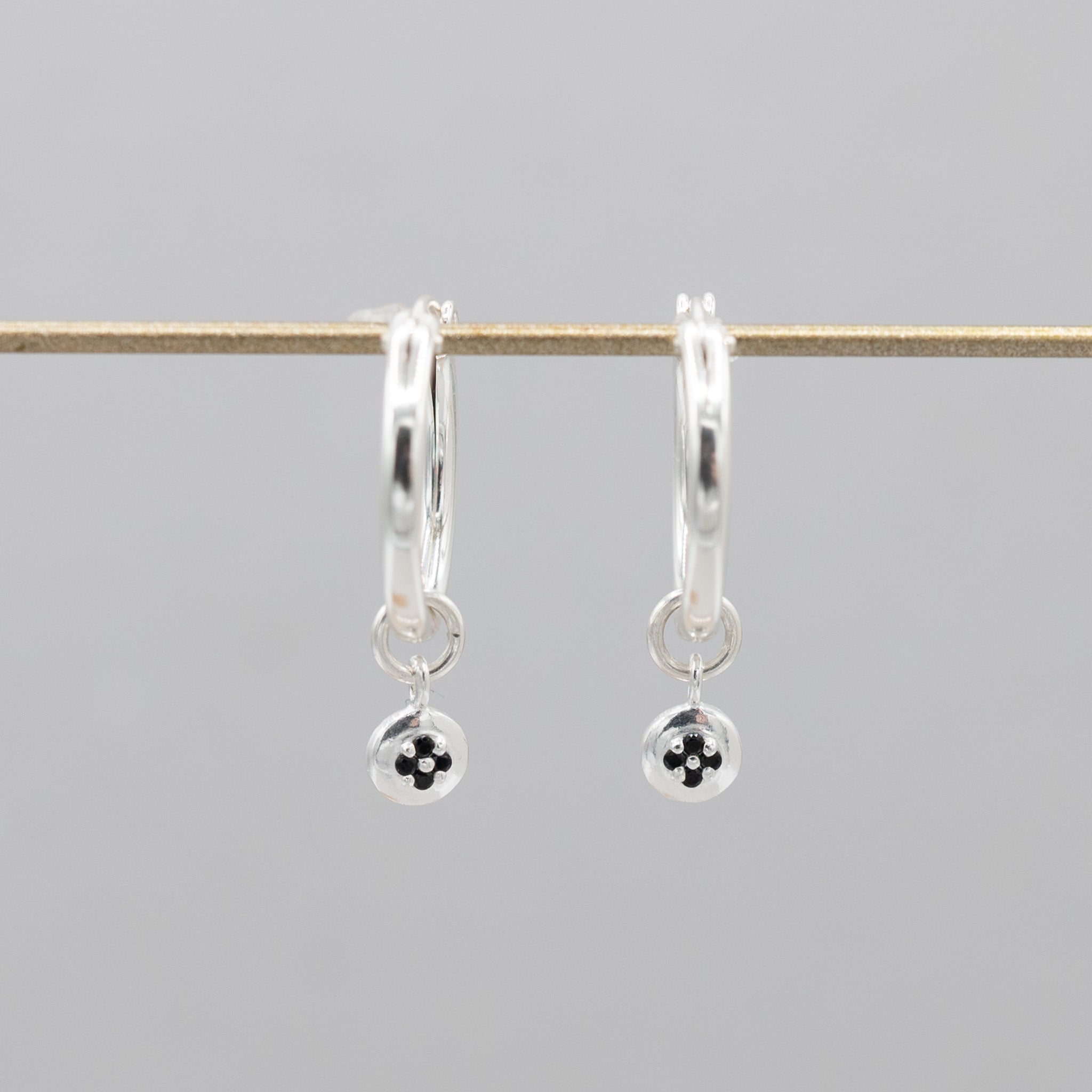 Petite Black Cubic Zirconia Hoop Drops - Jewel Ya