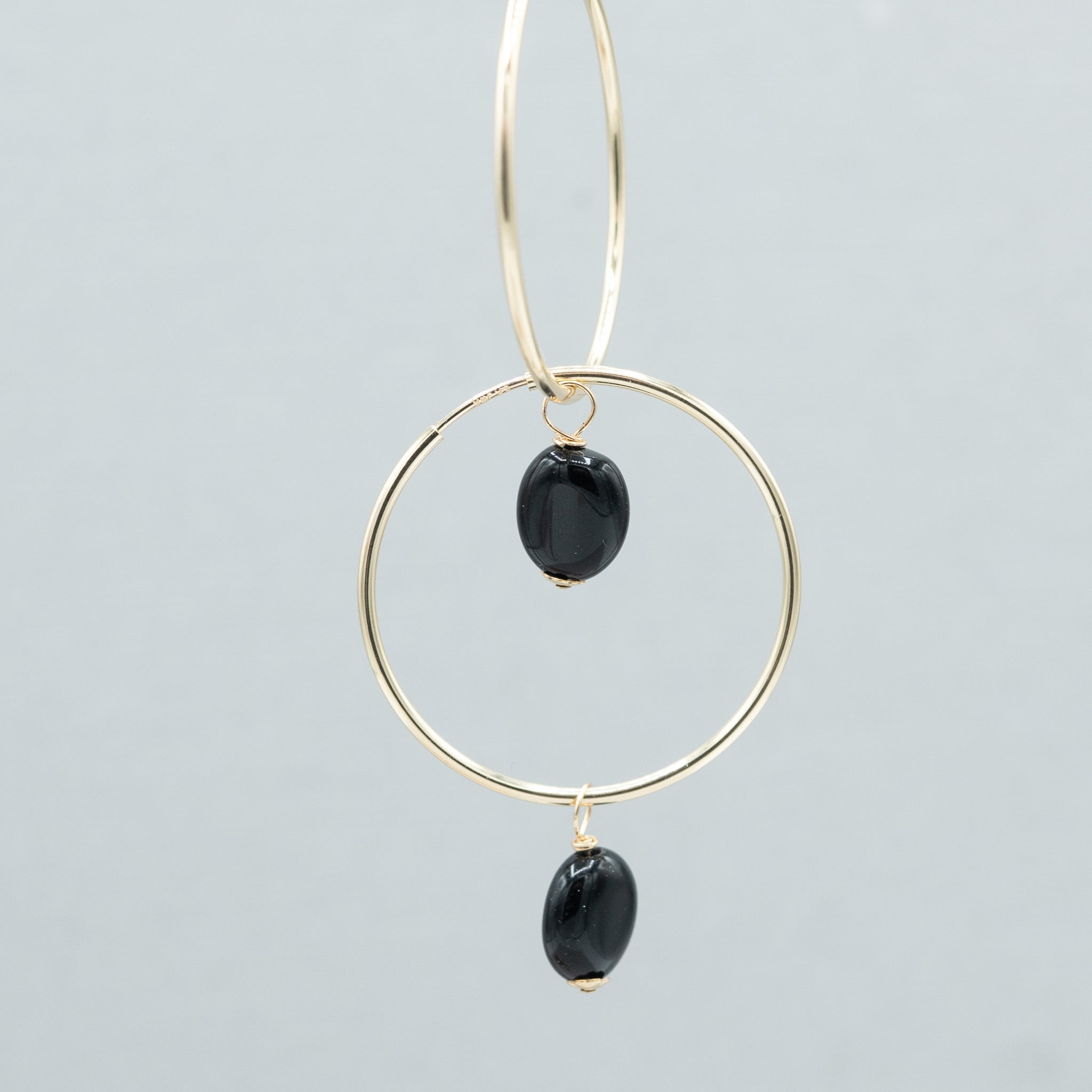 Black Onyx Oval Hoop Drops - Jewel Ya