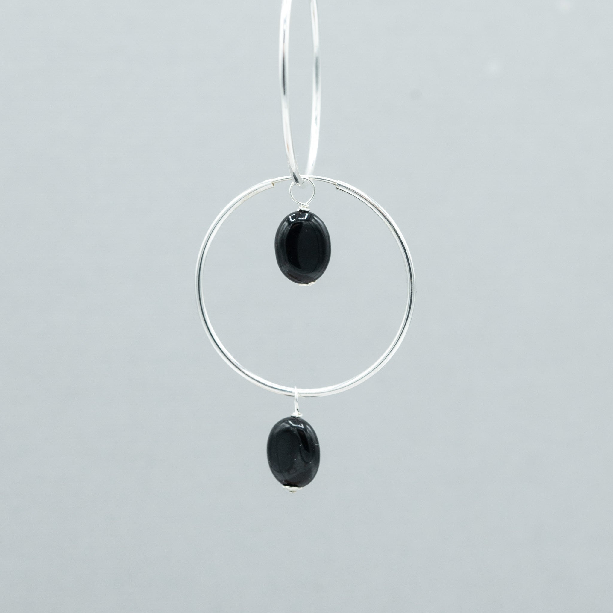 Black Onyx Oval Hoop Drops - Jewel Ya