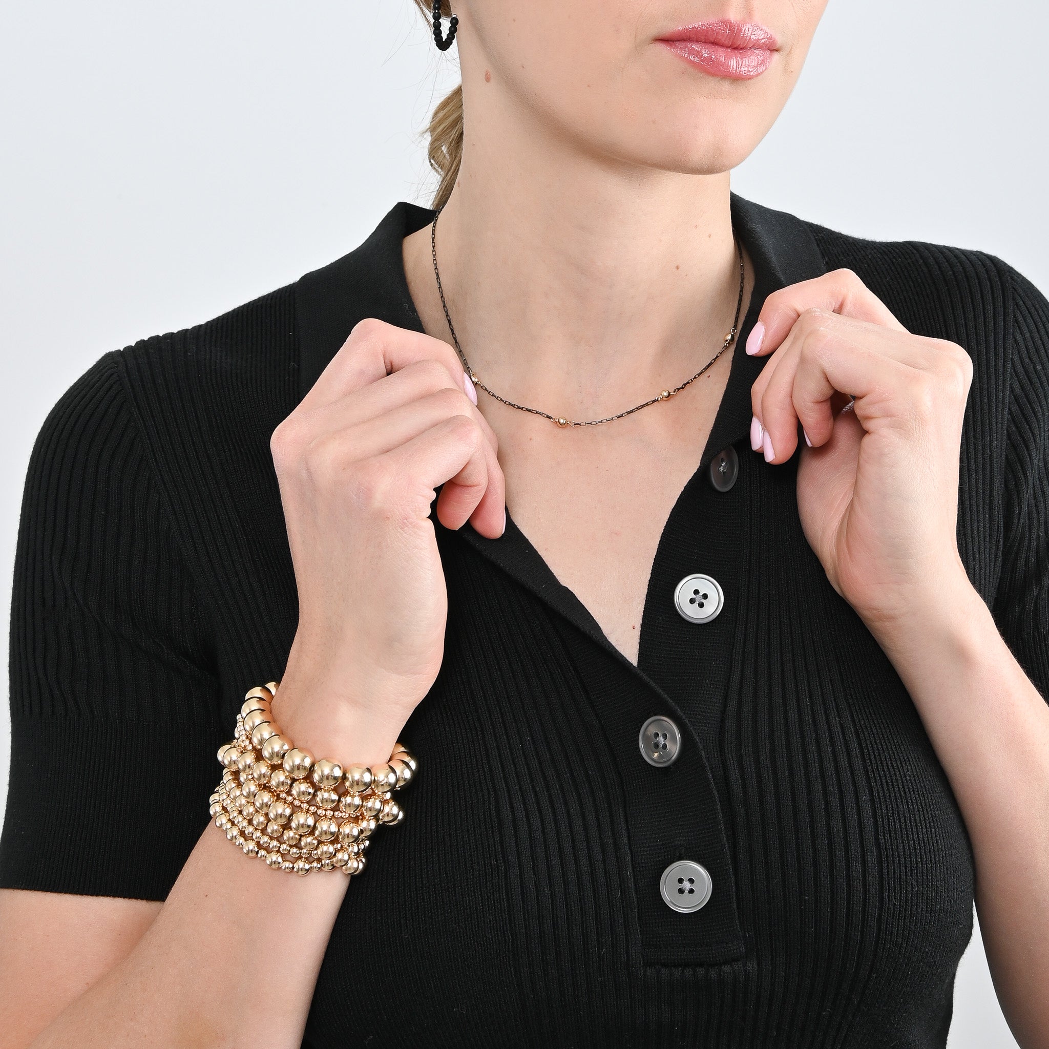 Petite Black Diamond Station Necklace - Jewel Ya