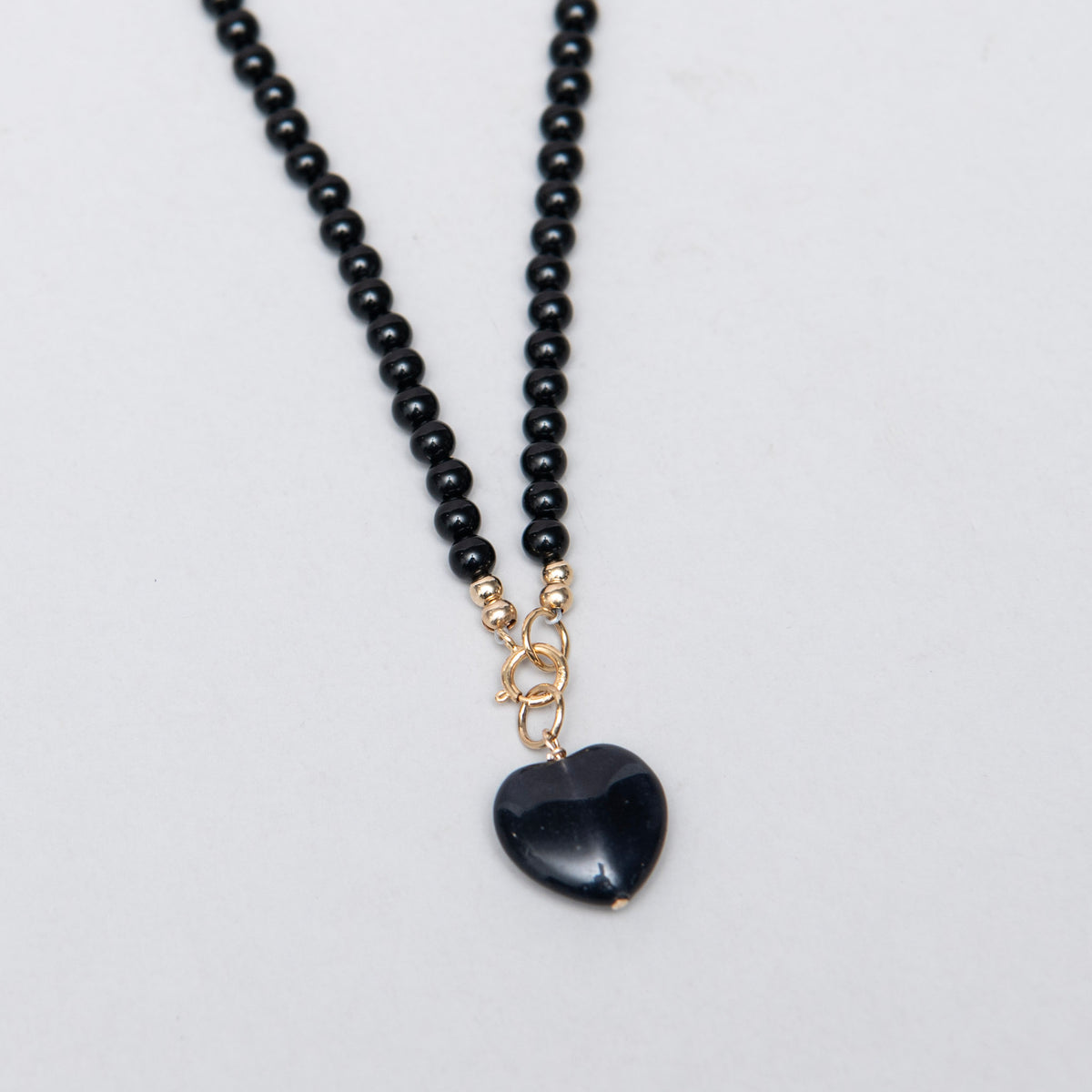 Black Onyx Beaded Heart Necklace
