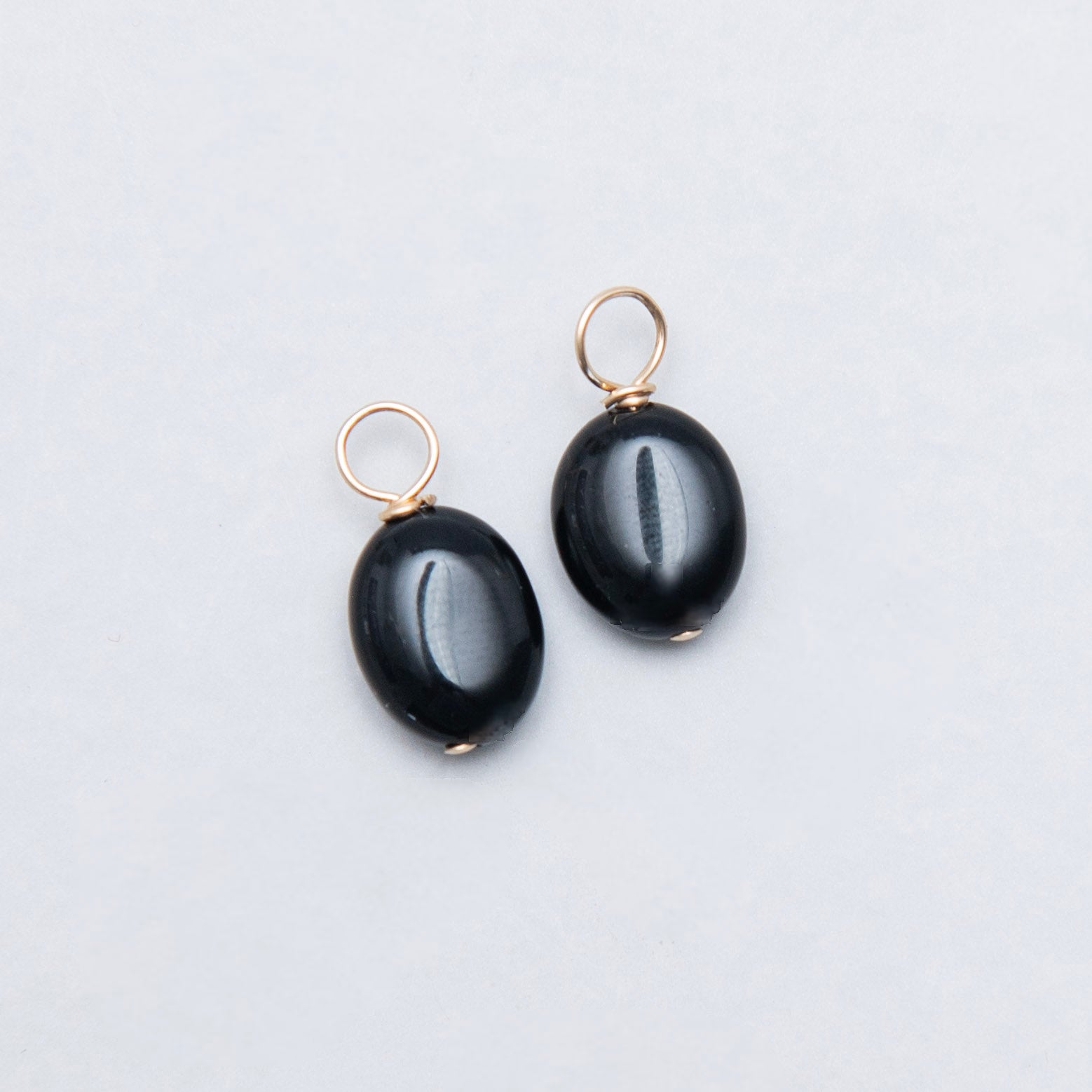 Black Onyx Oval Hoop Drops