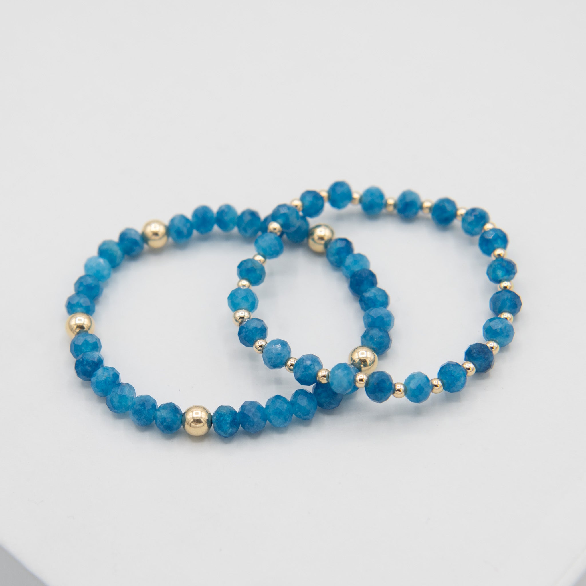 Aqua Blue Jade Beaded Lux Bracelet - Jewel Ya