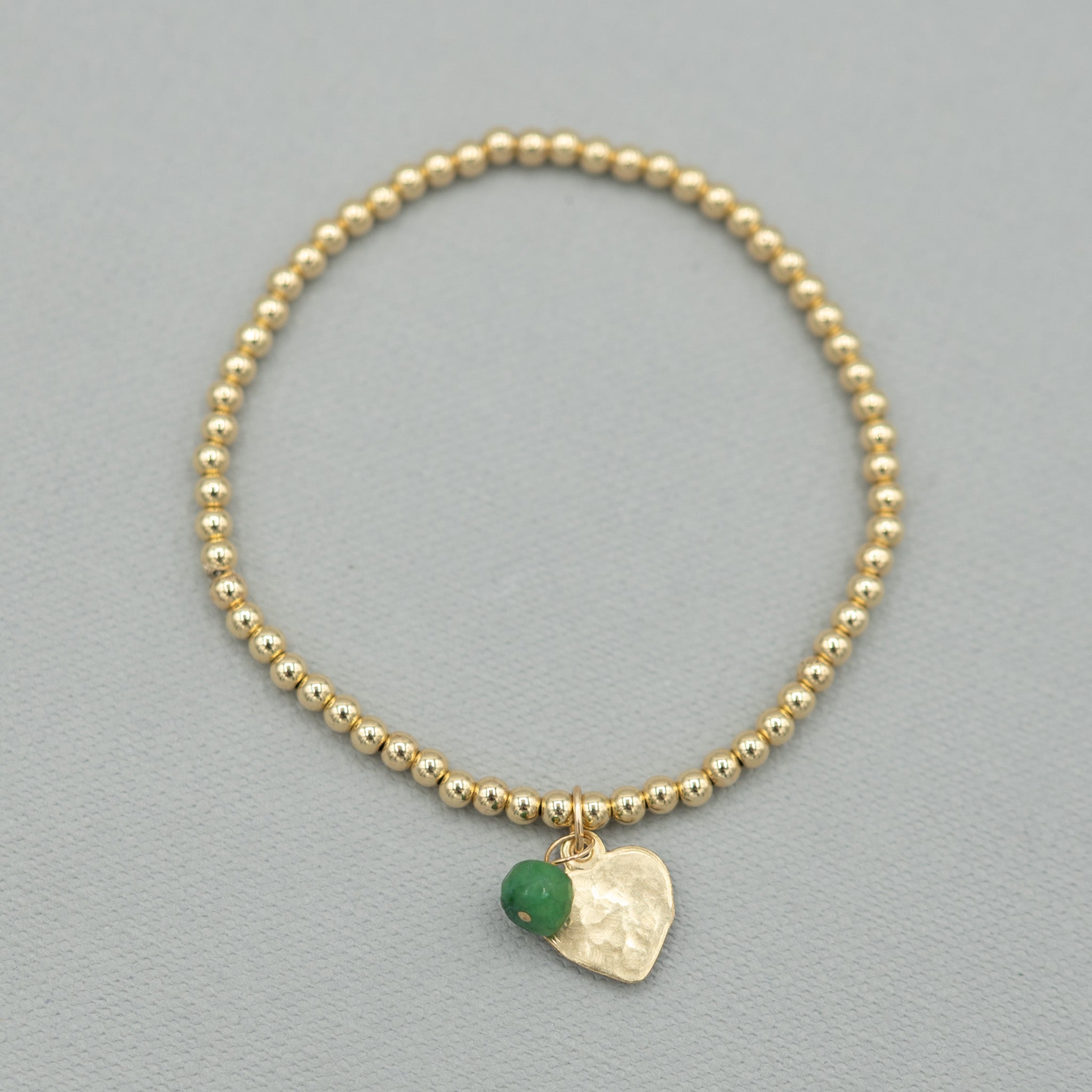 Custom 3mm Beaded Lux Birthstone Heart Bracelet - Jewel Ya