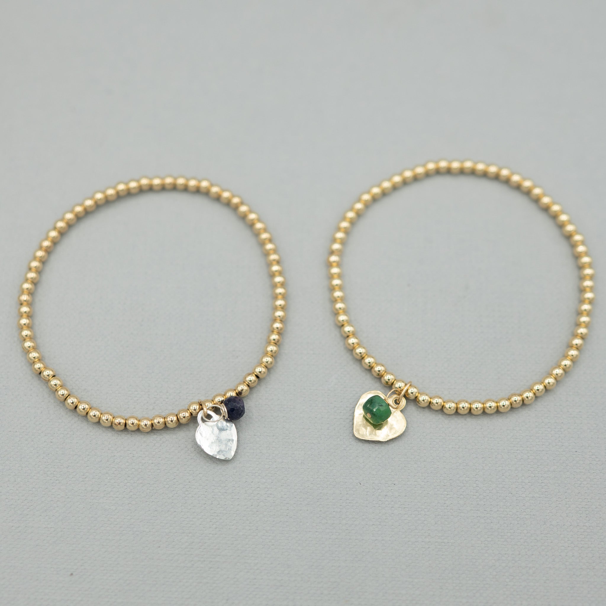 Custom 3mm Beaded Lux Birthstone Heart Bracelet - Jewel Ya