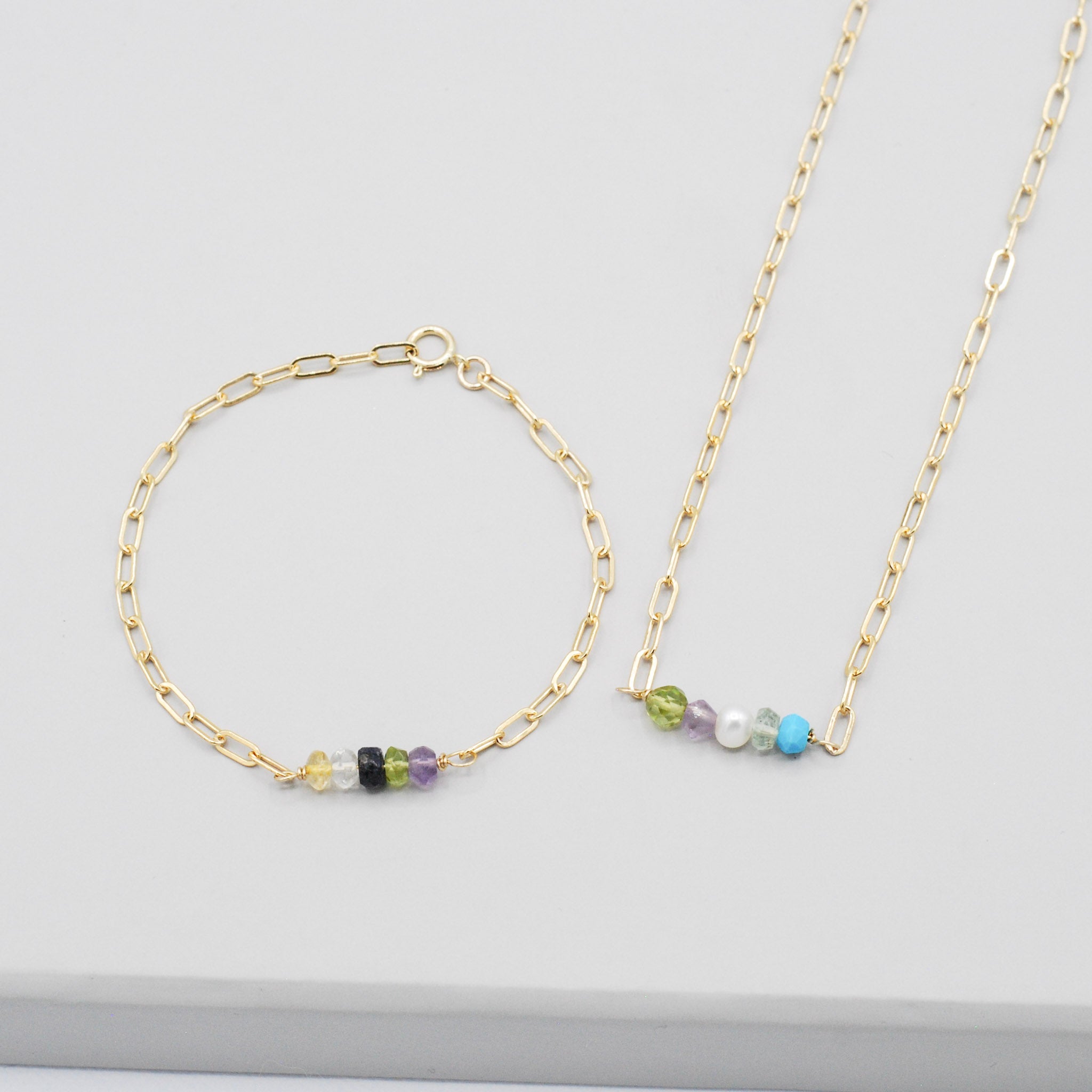 'My People' Birthstone Paper Clip Necklace - Jewel Ya