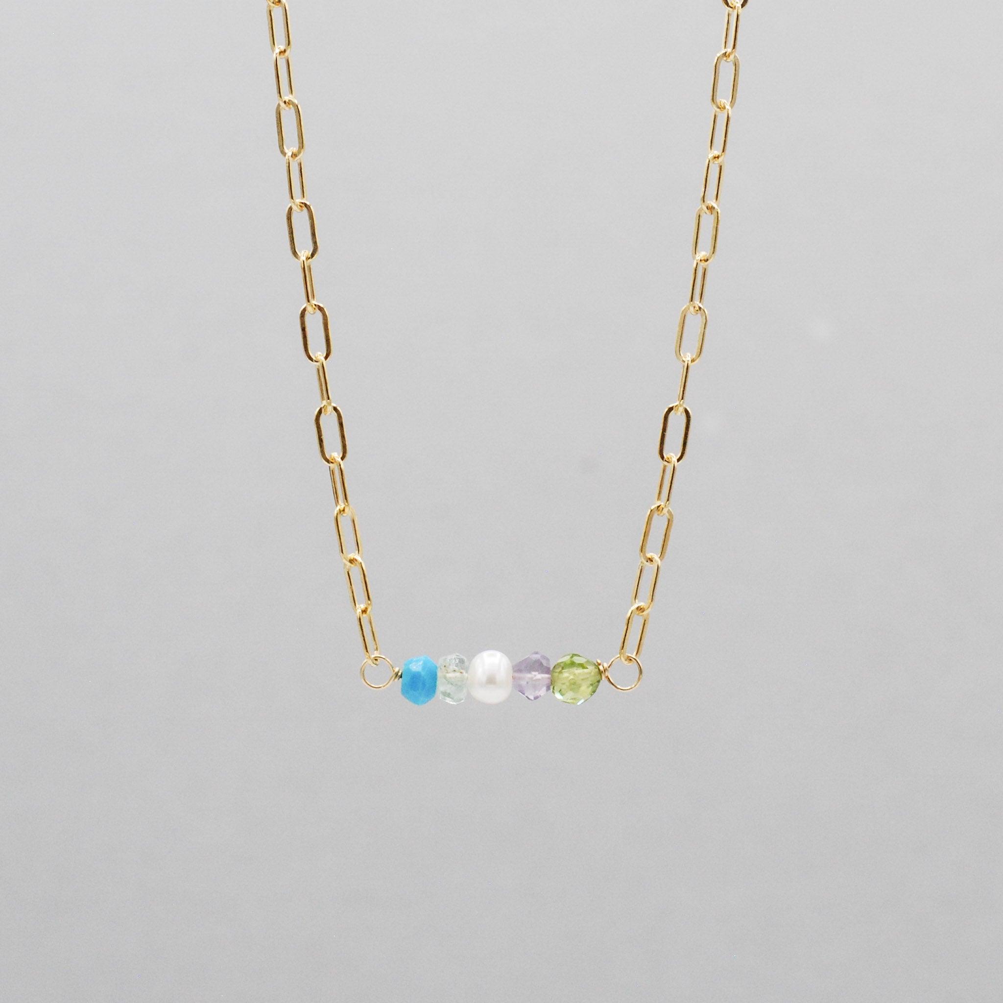 'My People' Birthstone Paper Clip Necklace - Jewel Ya