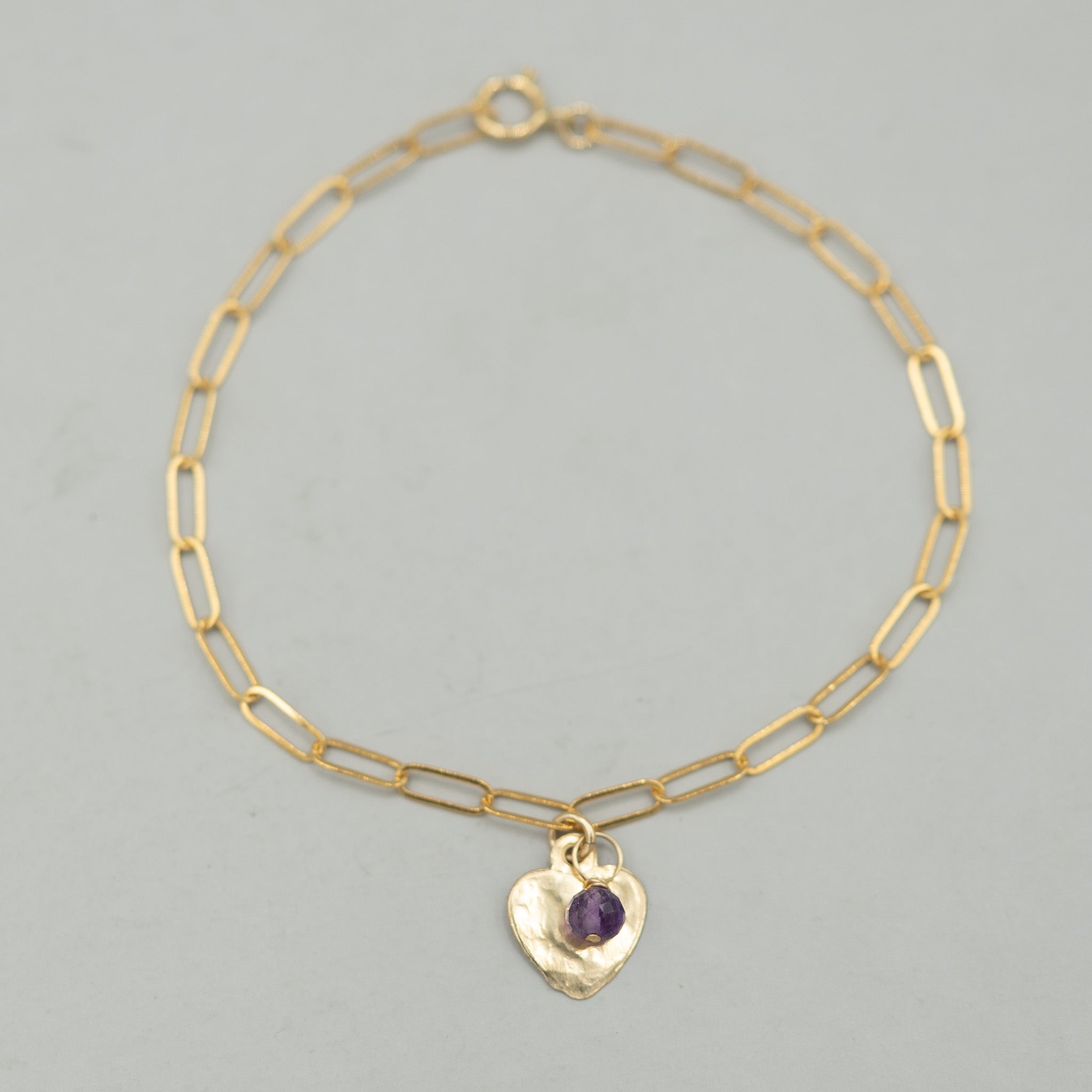 Custom Birthstone Paperclip Heart Bracelet - Jewel Ya