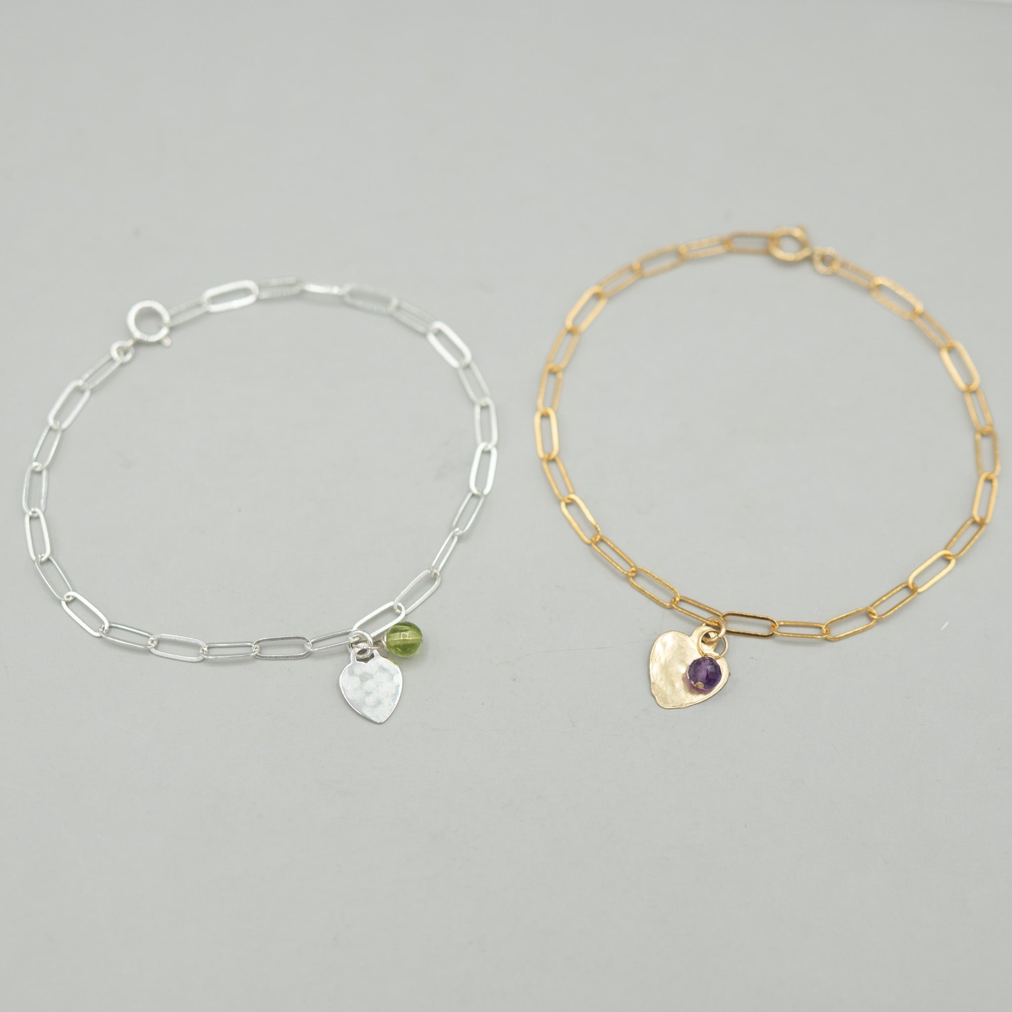 Custom Birthstone Paperclip Heart Bracelet - Jewel Ya