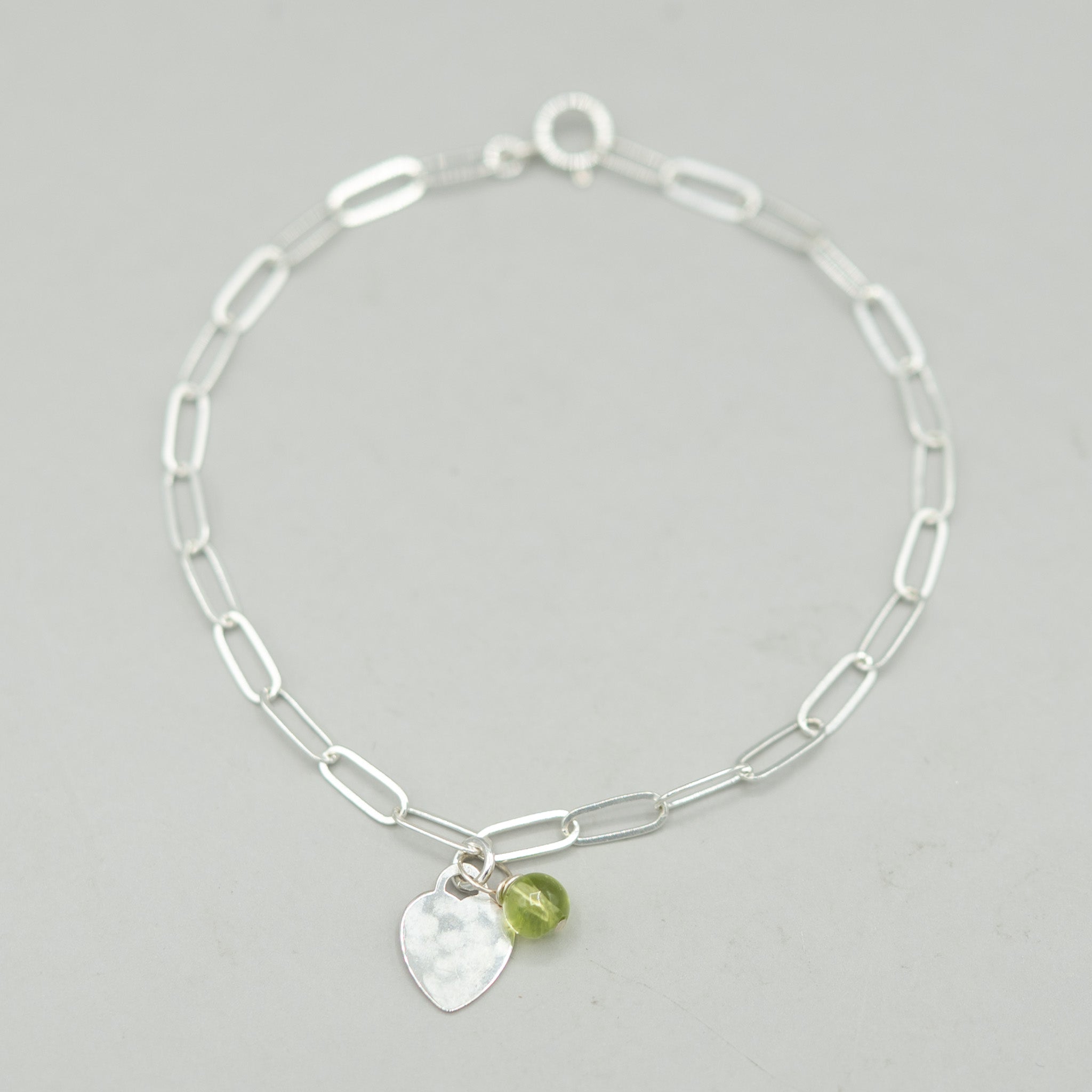 Custom Birthstone Paperclip Heart Bracelet - Jewel Ya