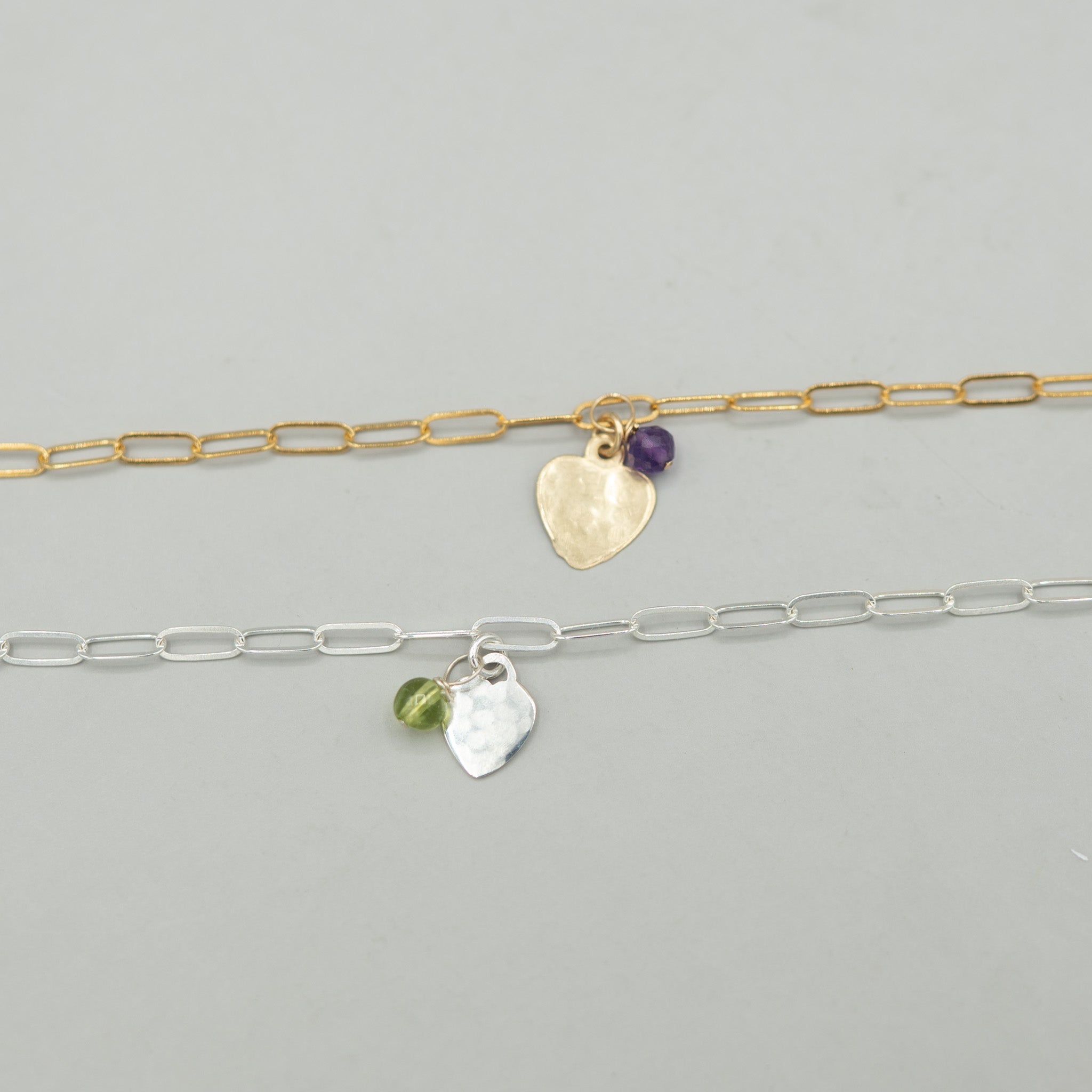 Custom Birthstone Paperclip Heart Bracelet - Jewel Ya