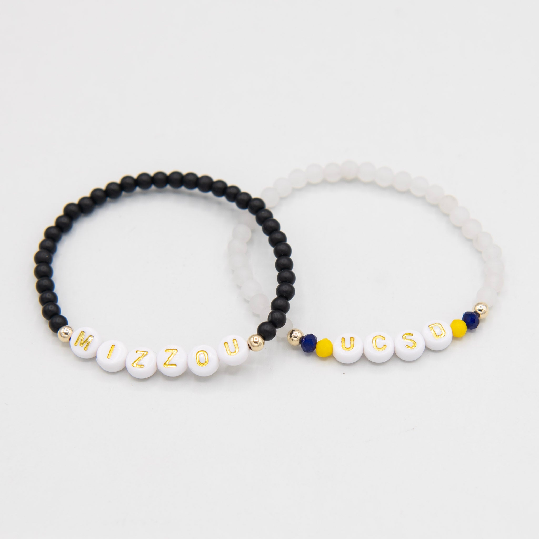 Personalized Game Day Black Onyx or White Jade Bracelet - Jewel Ya