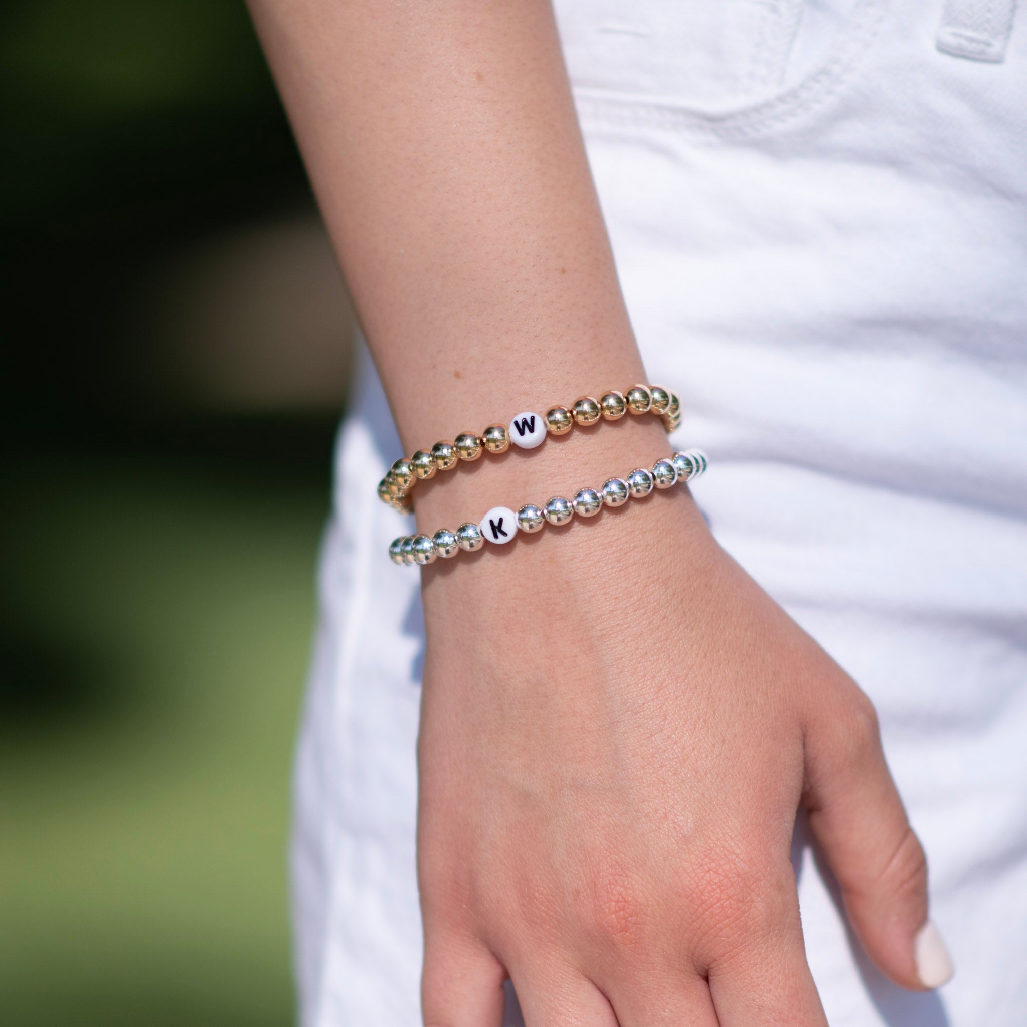 6mm Beaded Lux Initial Bracelet - Jewel Ya