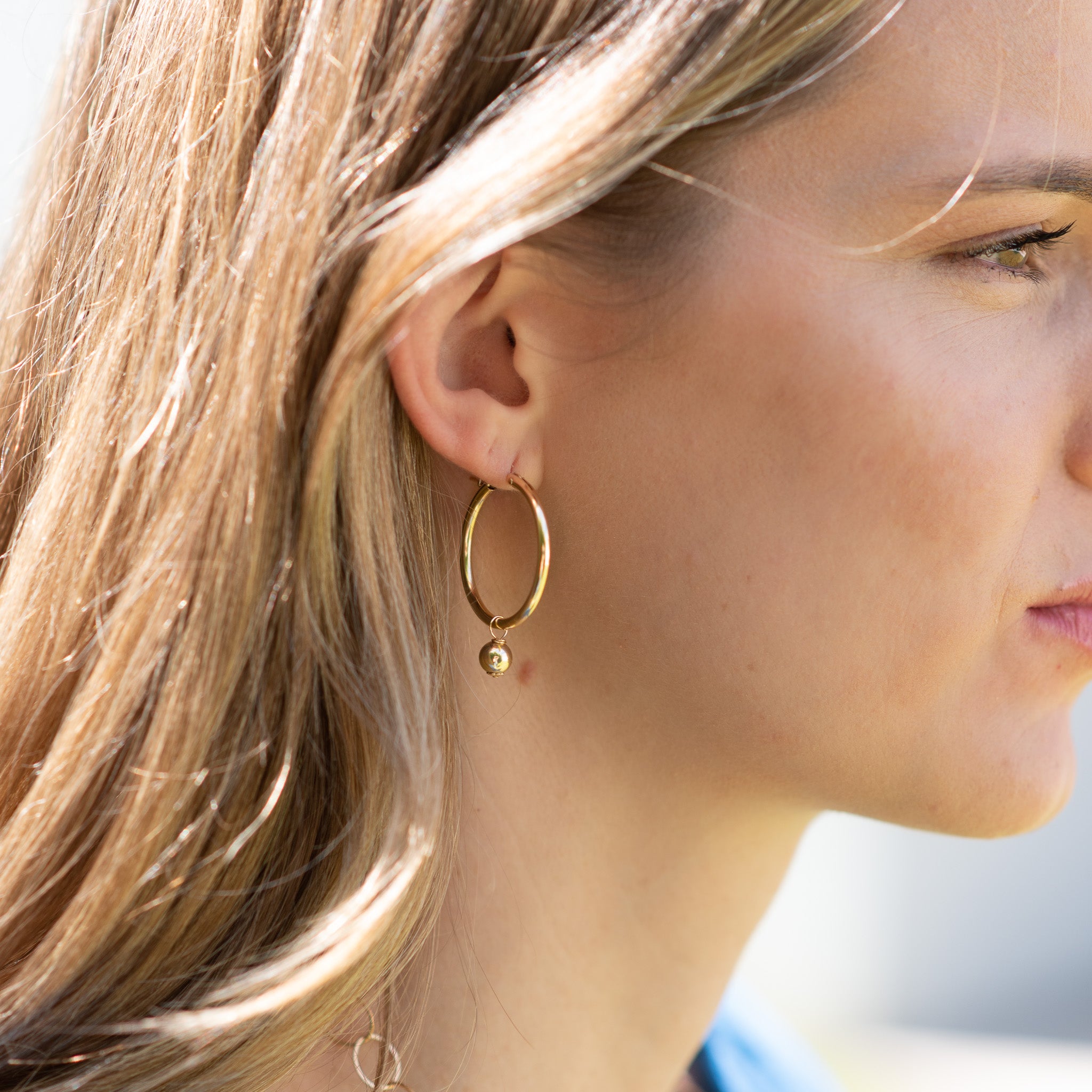 14k Gold Filled Ball Hoop Drops - Jewel Ya