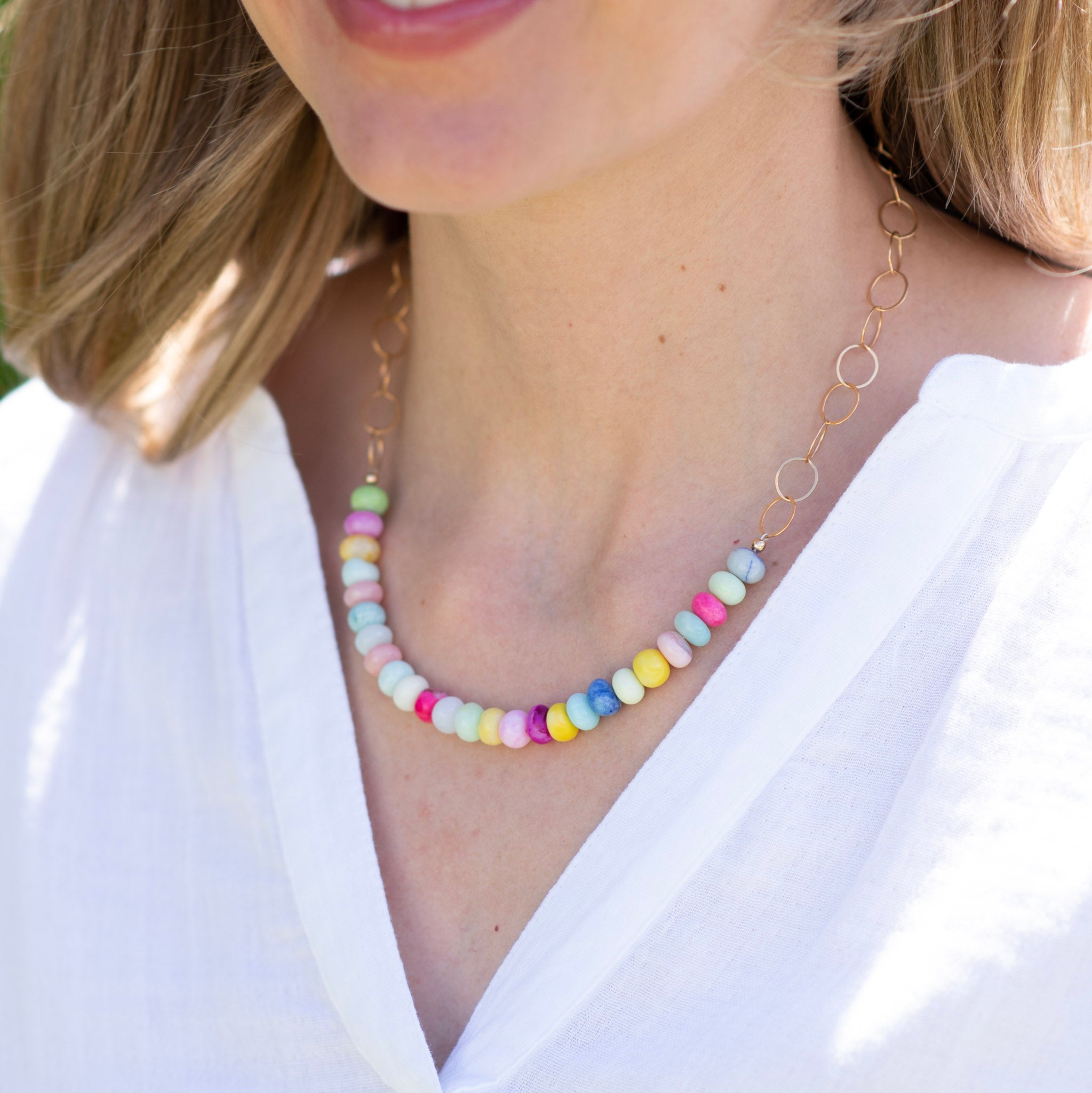 14k Gold Filled Chain + Peruvian Opal Necklace