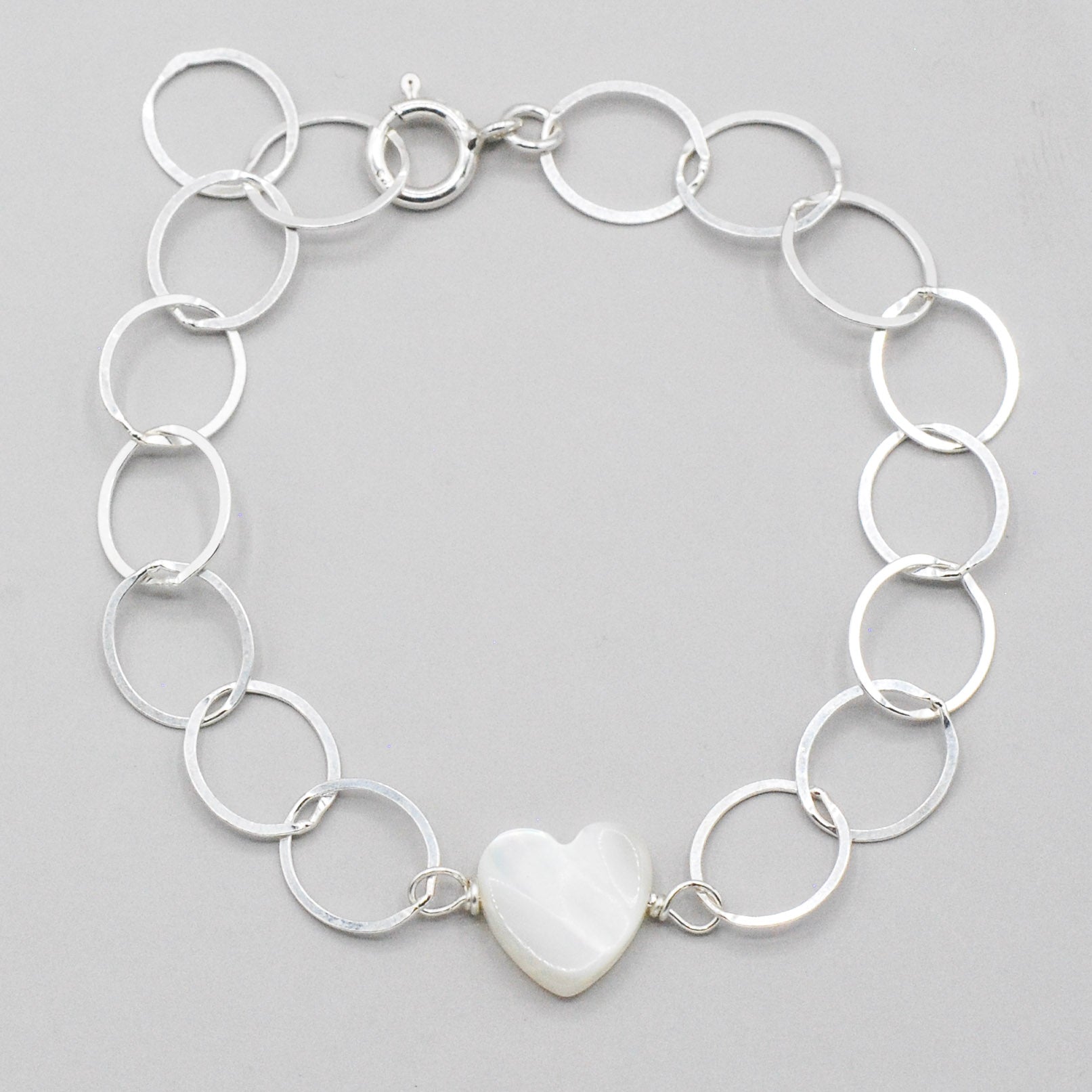 Mother of Pearl Heart Chain Bracelet - Jewel Ya