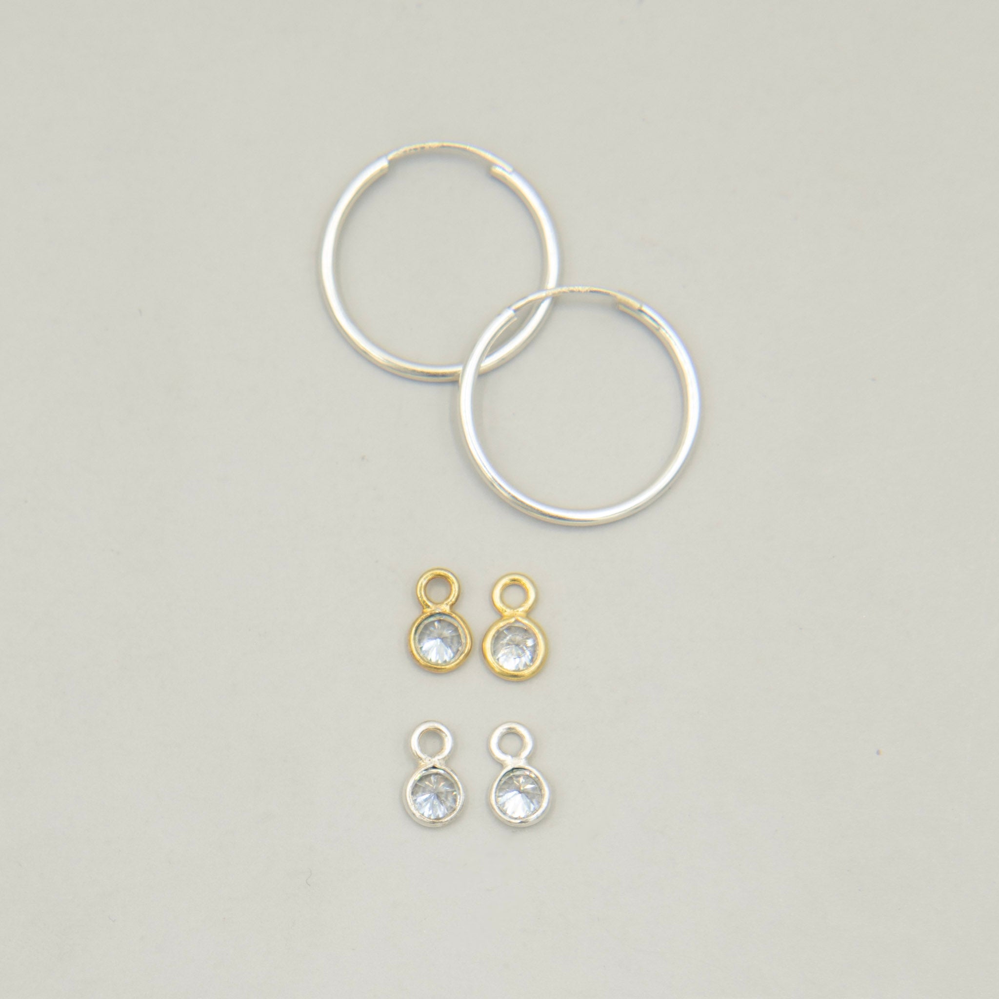 Hoop Earring & Cubic Zirconia Drop Set - Jewel Ya