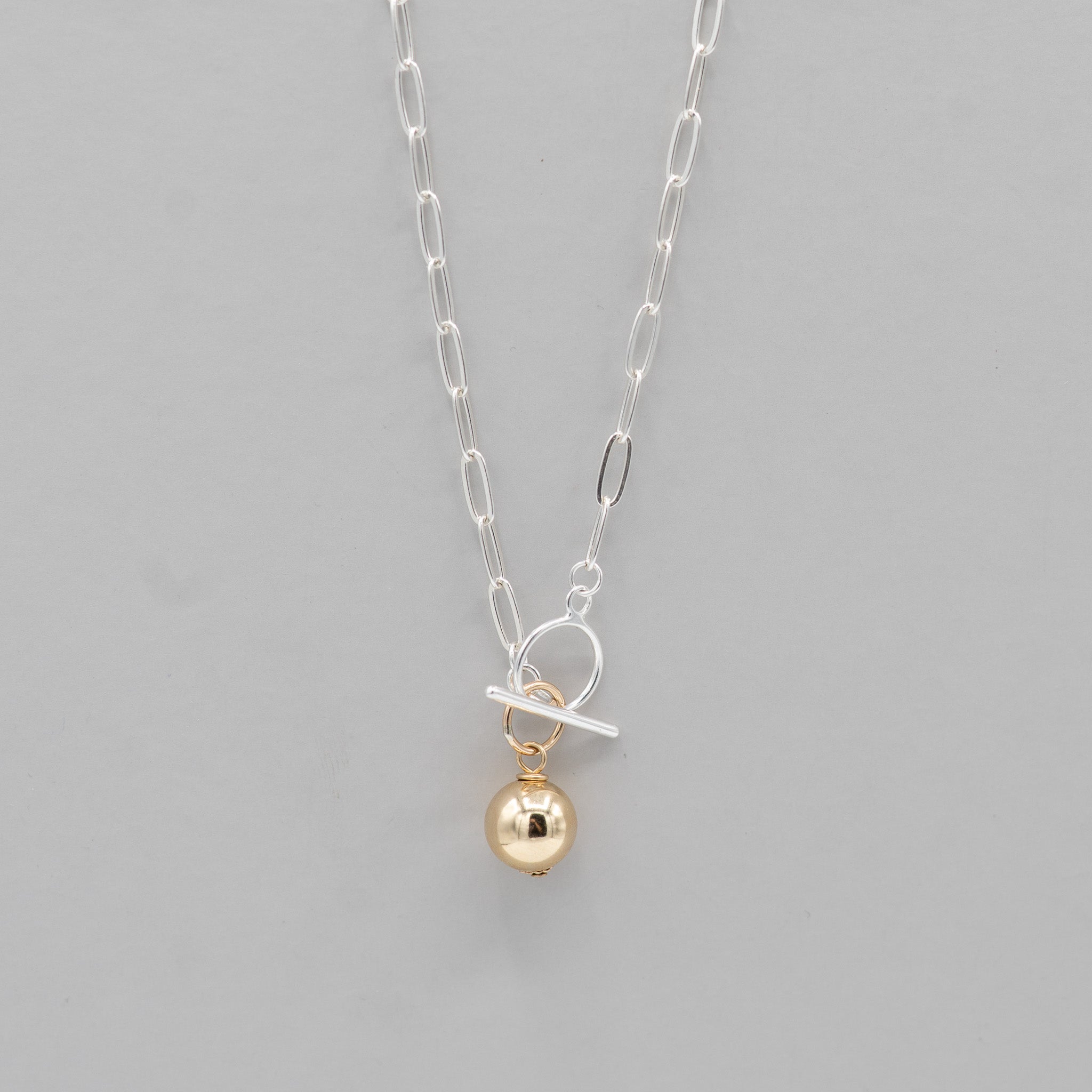 Sterling Silver Medium Paper Clip Toggle Necklace - Jewel Ya