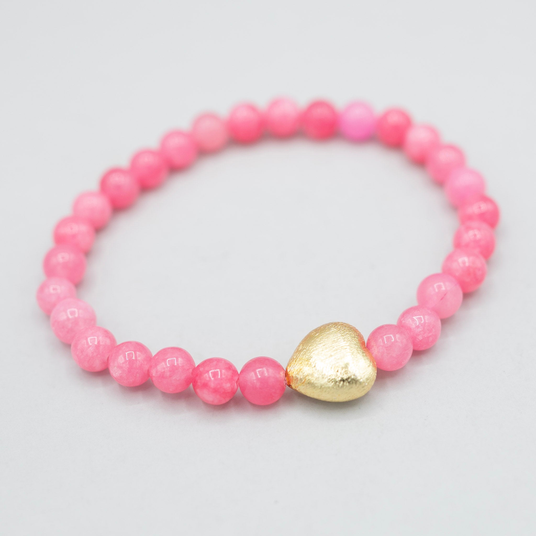 6mm Gemstone Puffy Heart Bracelet