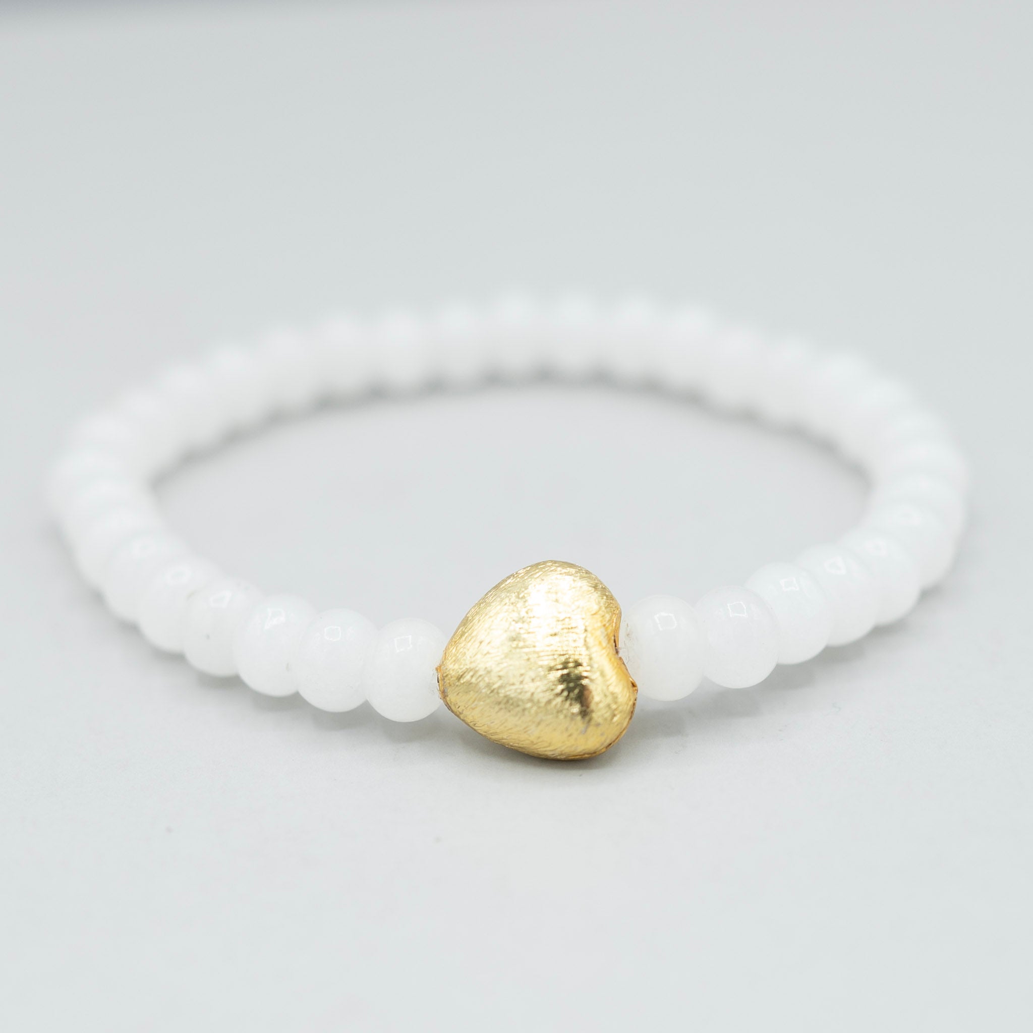 6mm Gemstone Puffy Heart Bracelet