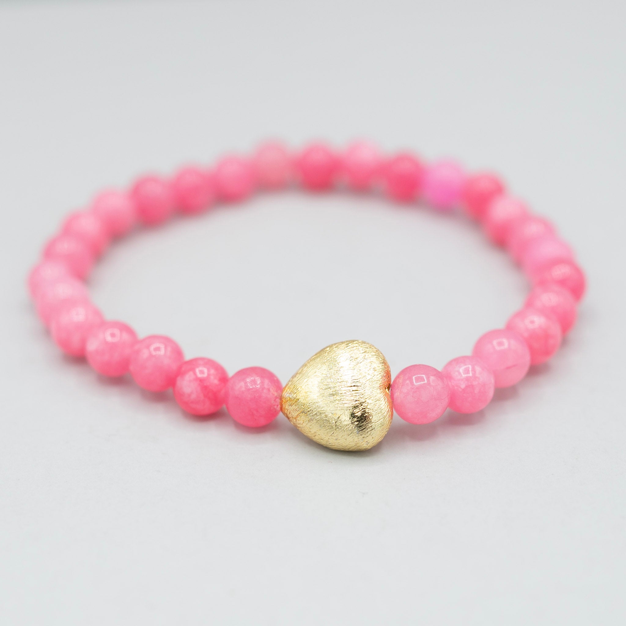 6mm Gemstone Puffy Heart Bracelet