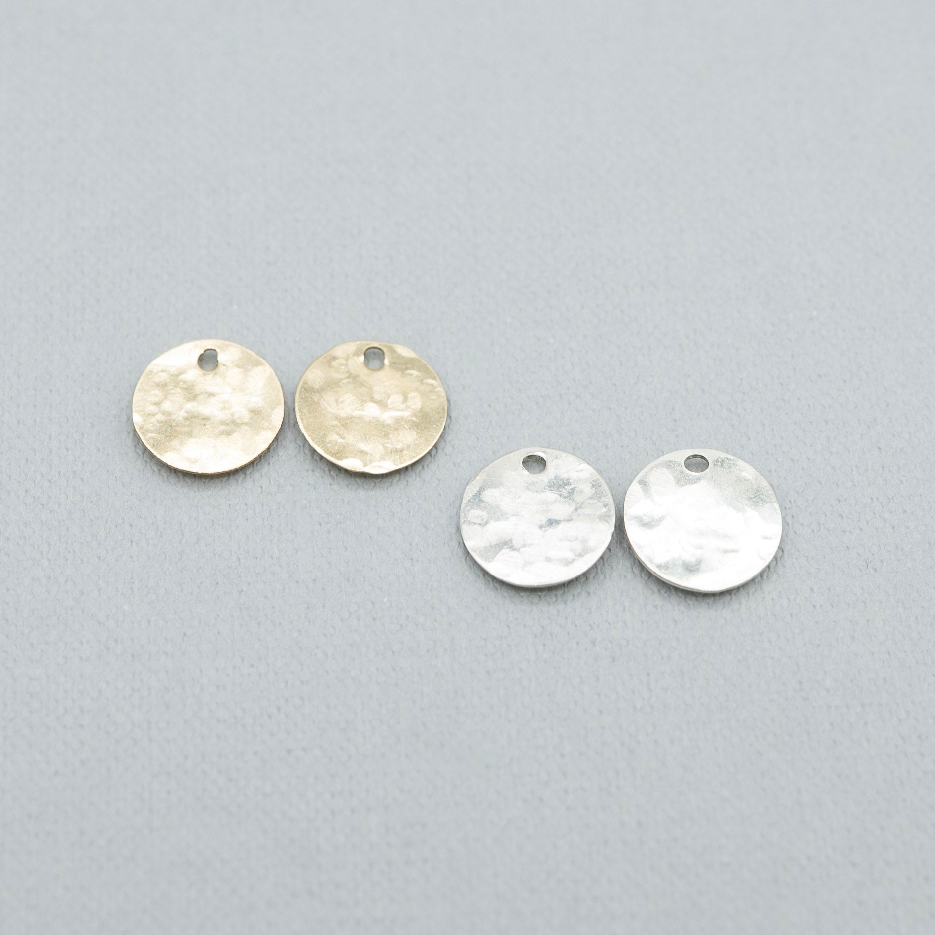 Sterling Silver Hammered Disc Hoop Drops - Jewel Ya