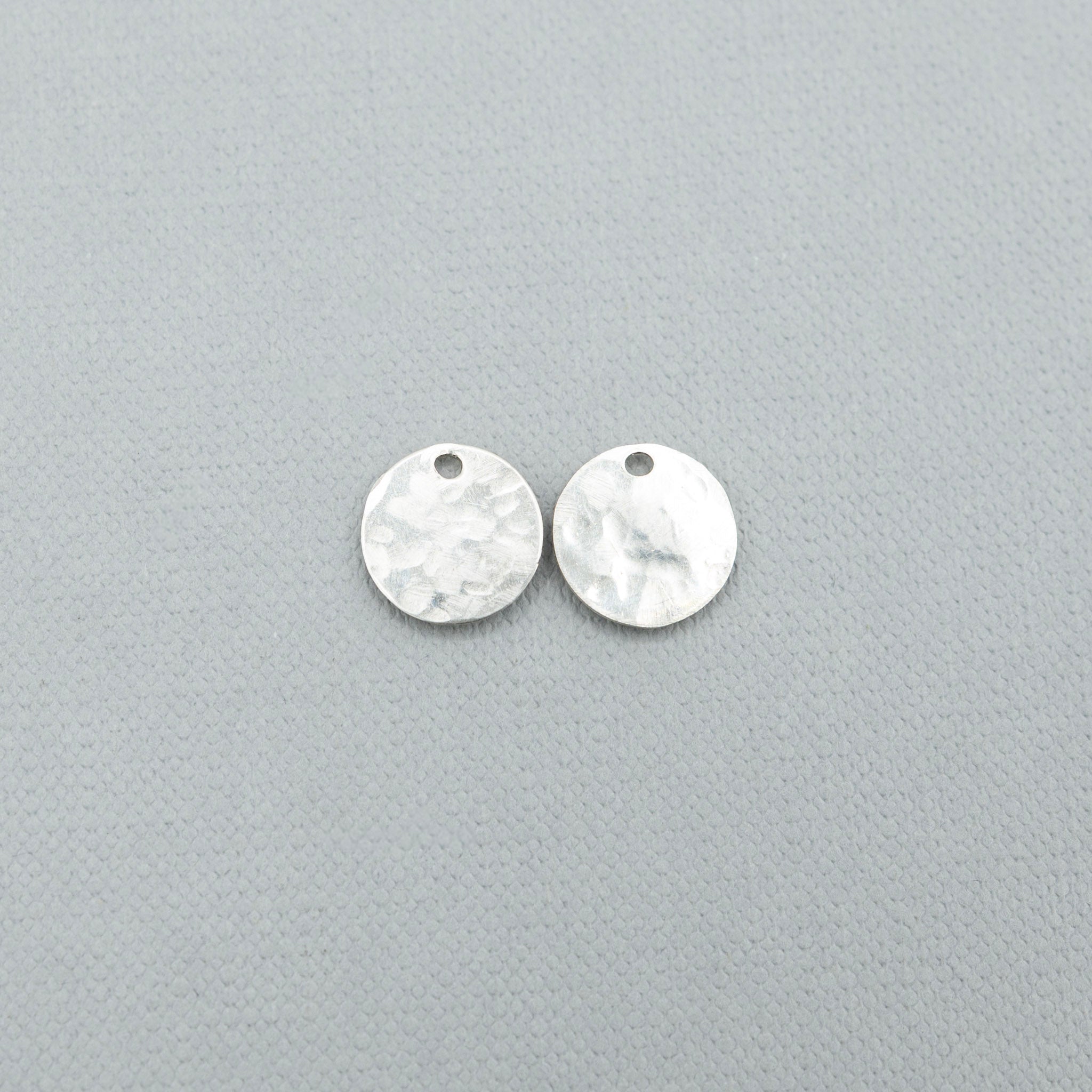 Sterling Silver Hammered Disc Hoop Drops - Jewel Ya
