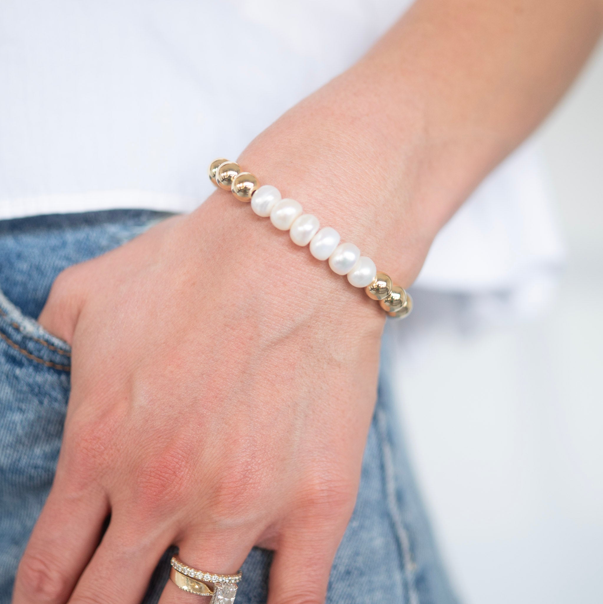 10mm Custom Milestone Freshwater Pearl & Beaded Lux Bracelet - Jewel Ya