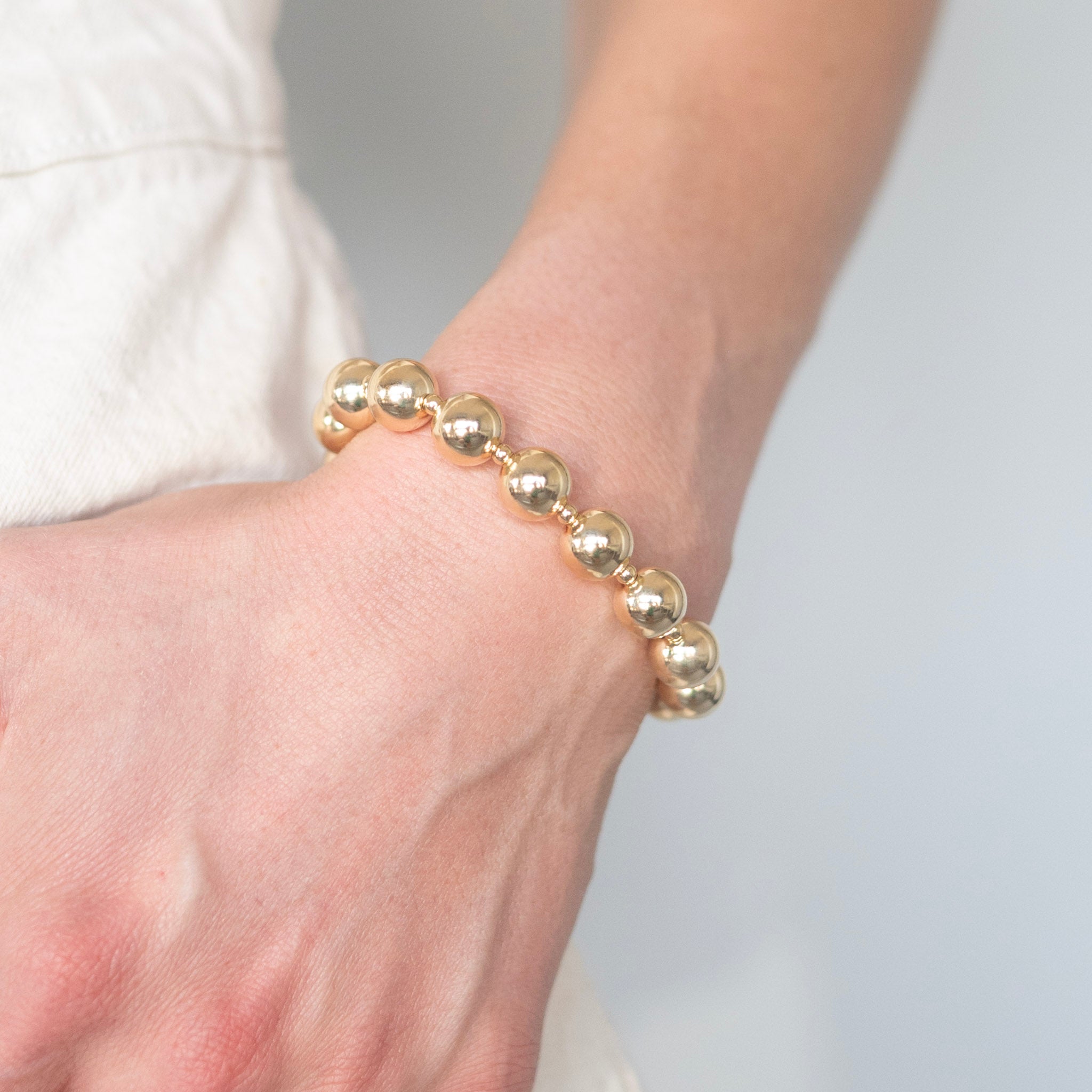 10mm Alternating 14k Gold Filled Beaded Bracelet