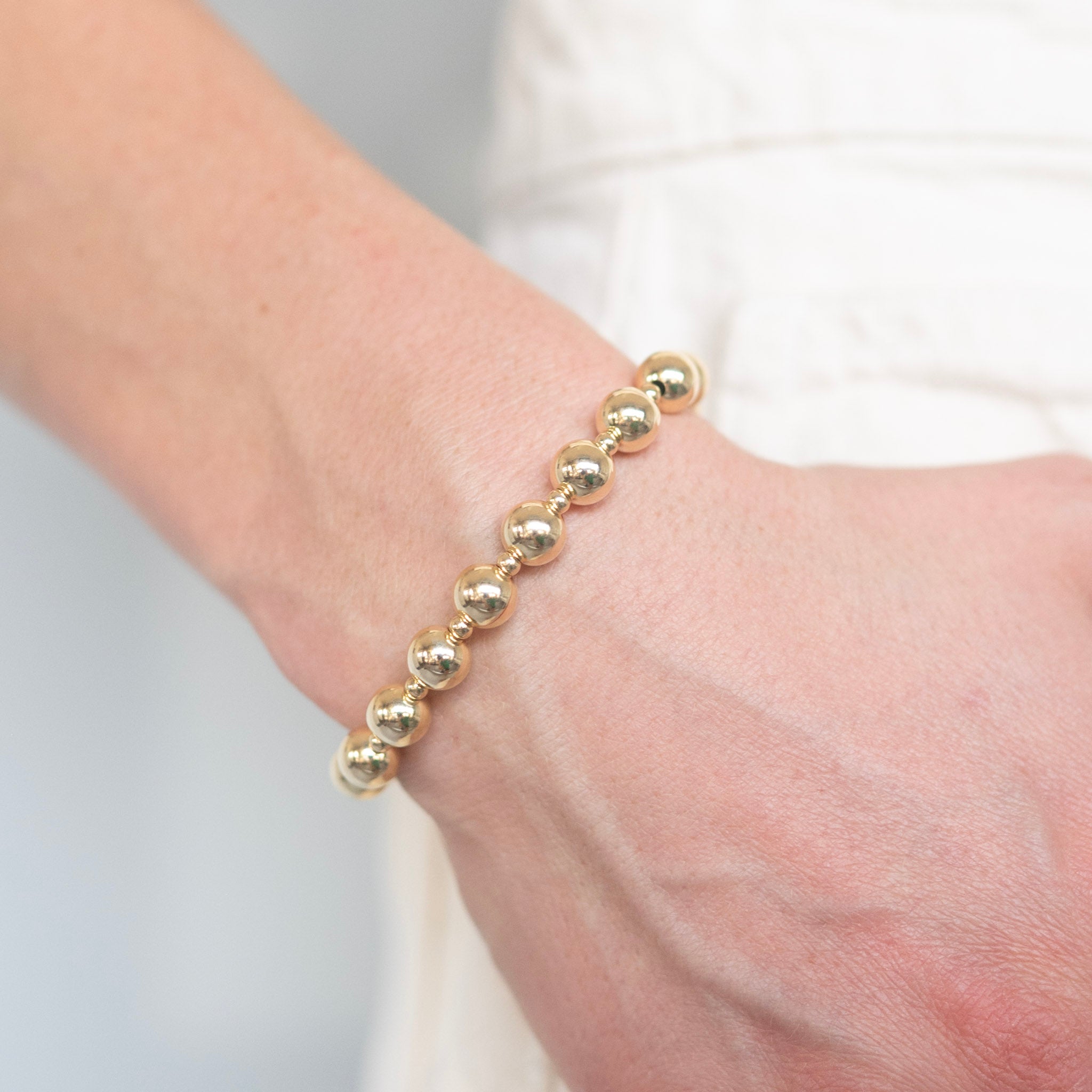 8mm Alternating 14k Gold Filled Beaded Bracelet