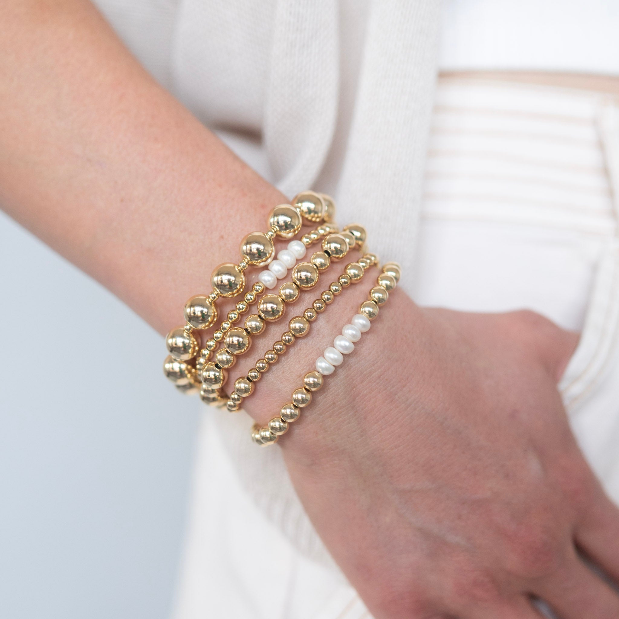 6mm Custom Milestone Freshwater Pearl & Beaded Lux Bracelet - Jewel Ya