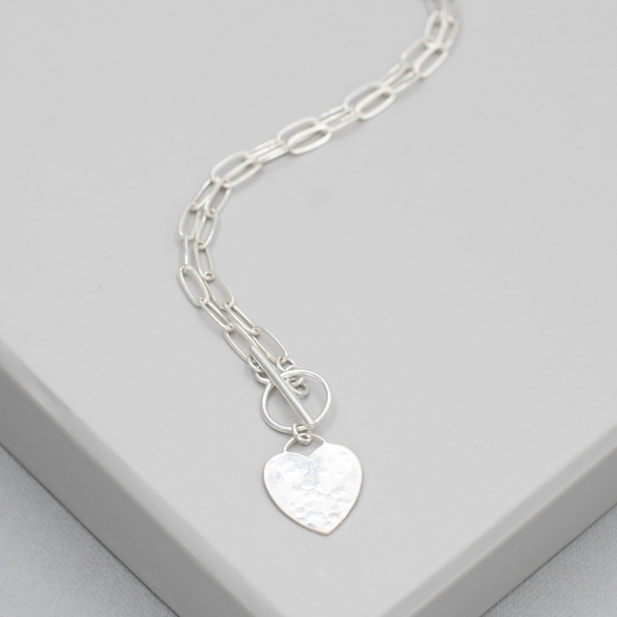 Medium Sterling Silver Toggle Heart Necklace - Jewel Ya