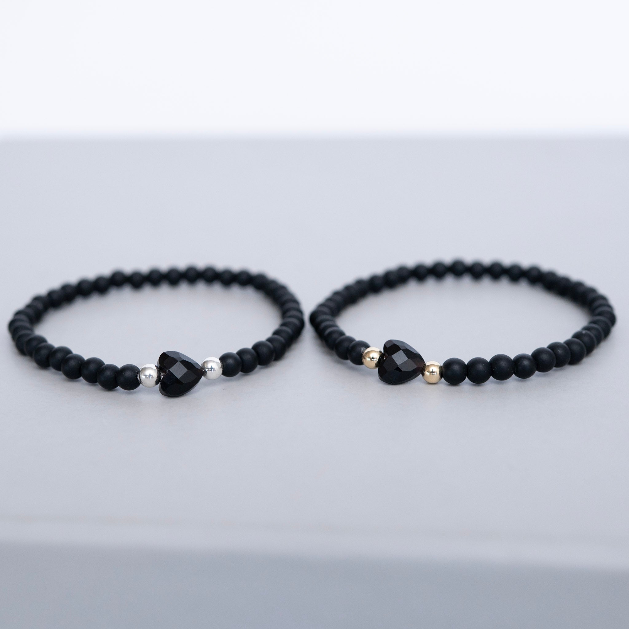 6mm Matte Black Onyx Heart Bracelet - Jewel Ya