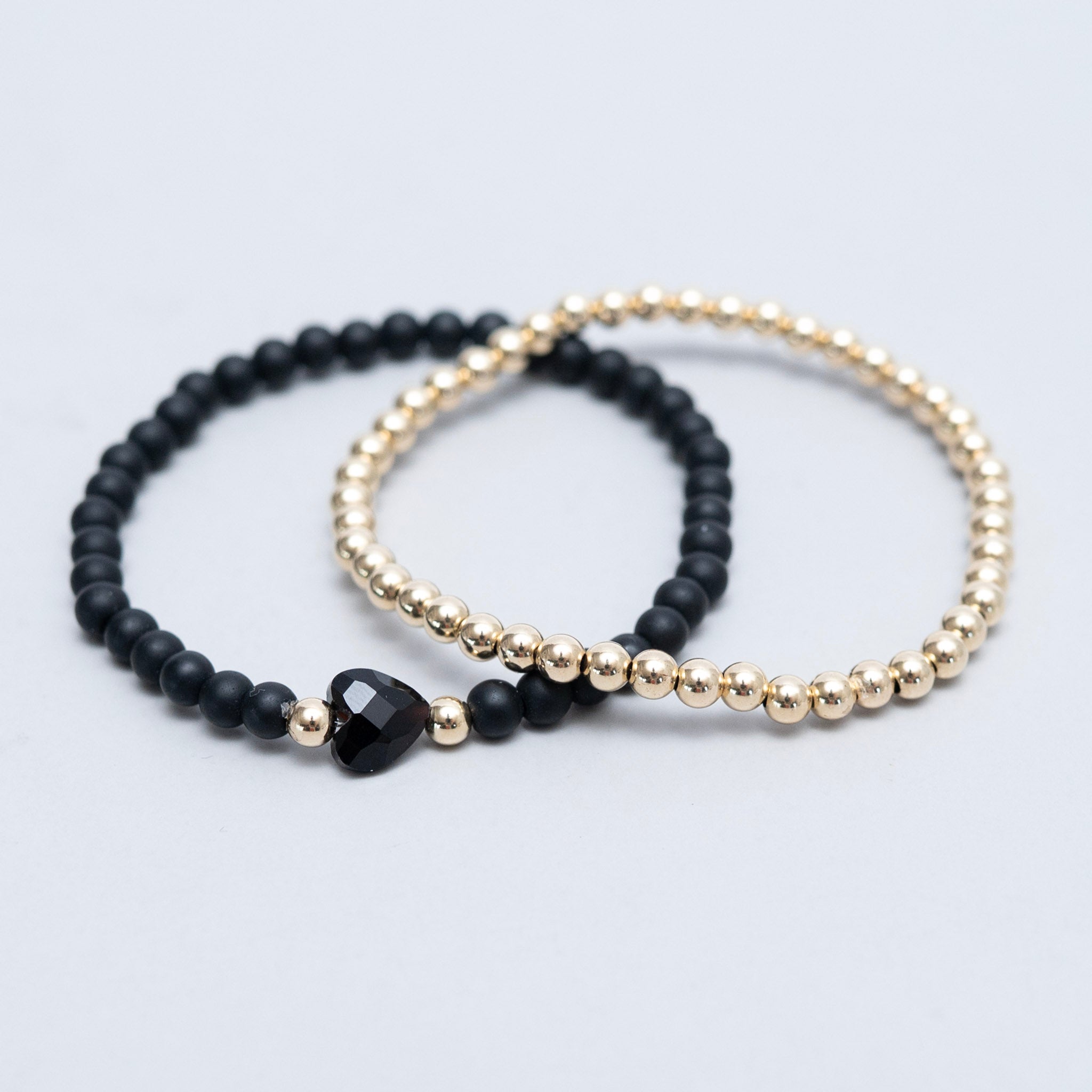 6mm Matte Black Onyx Heart Bracelet