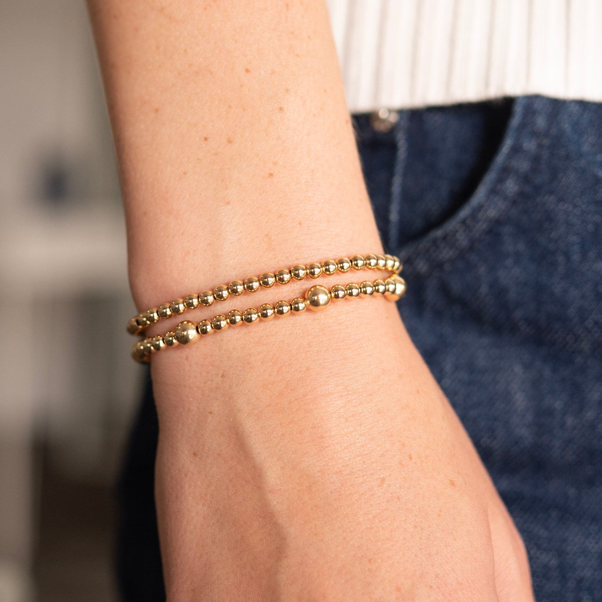4mm Beaded Lux Station Bracelet
