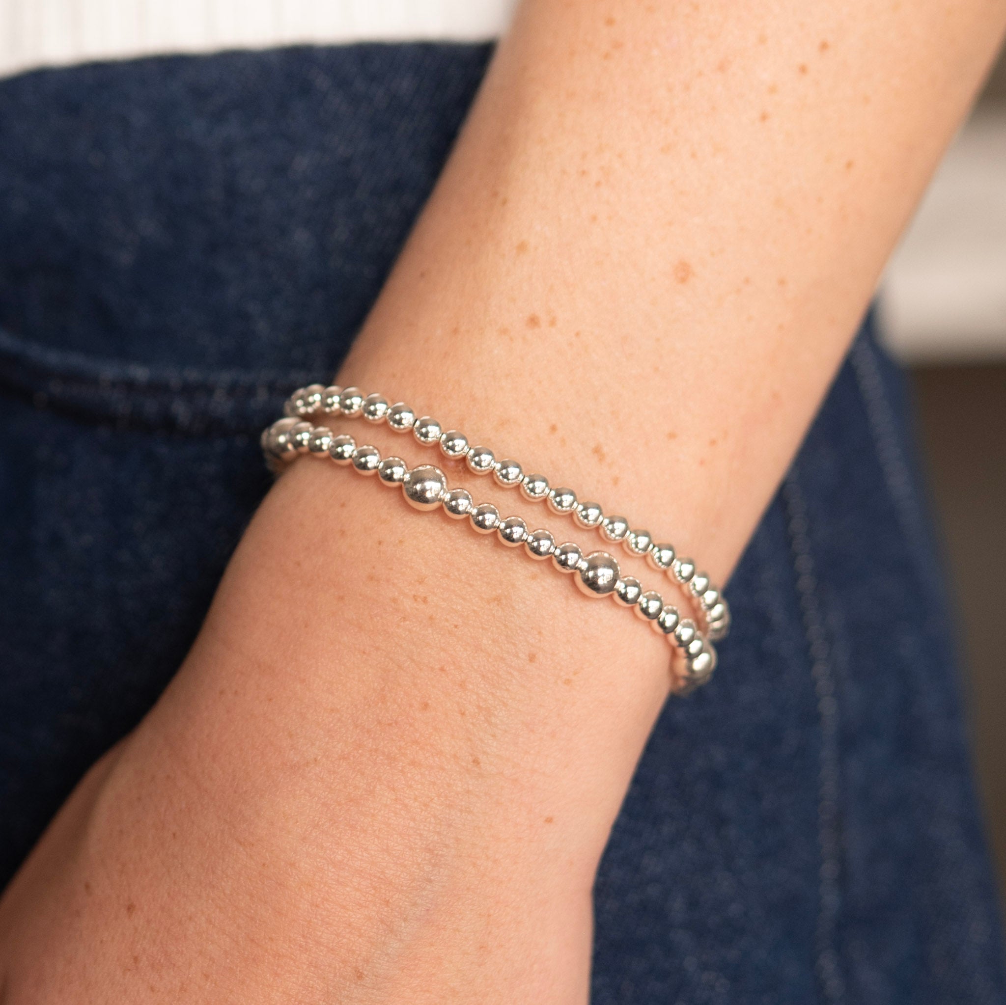 4mm Beaded Lux Station Bracelet