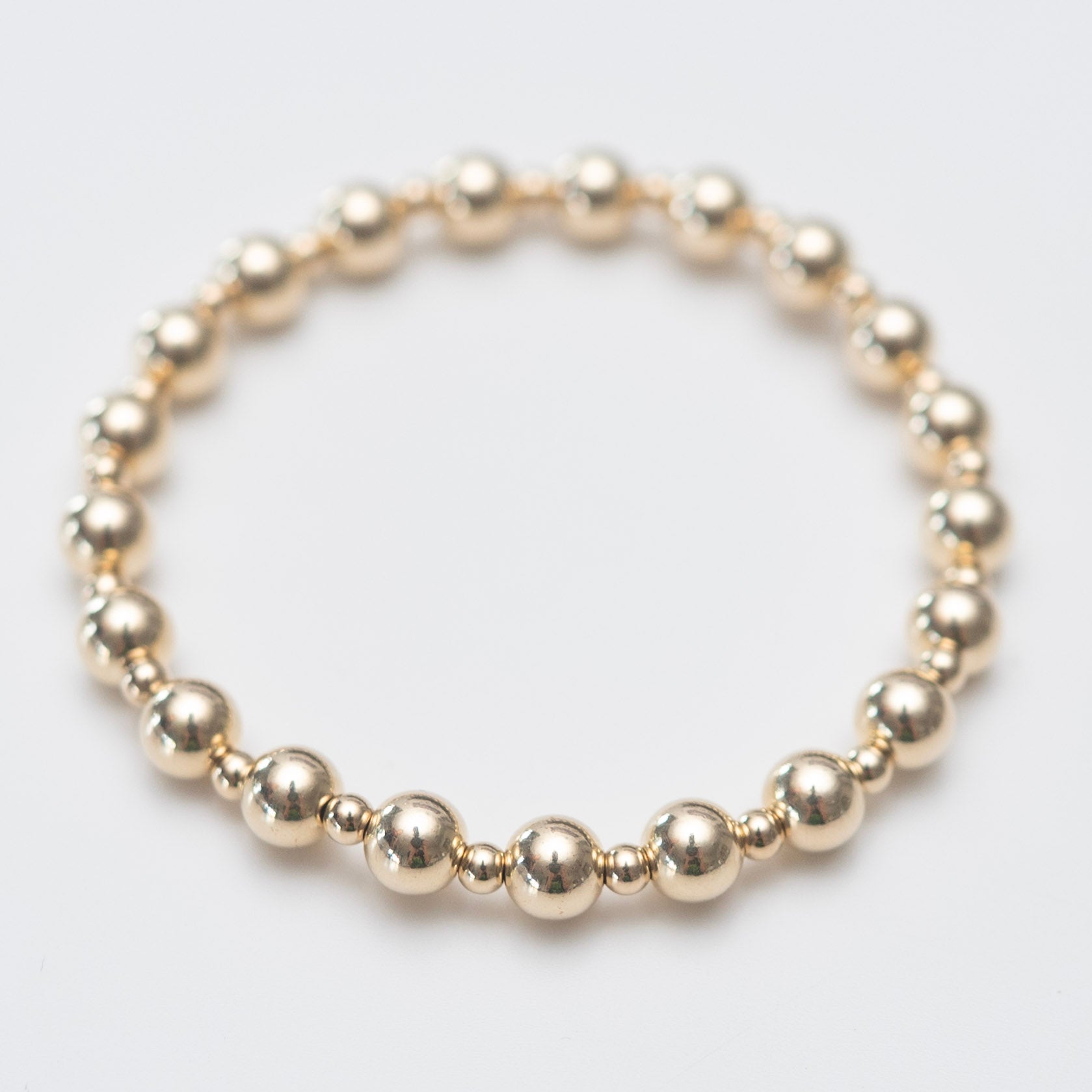 6mm Alternating 14k Gold Filled Beaded Bracelet - Jewel Ya