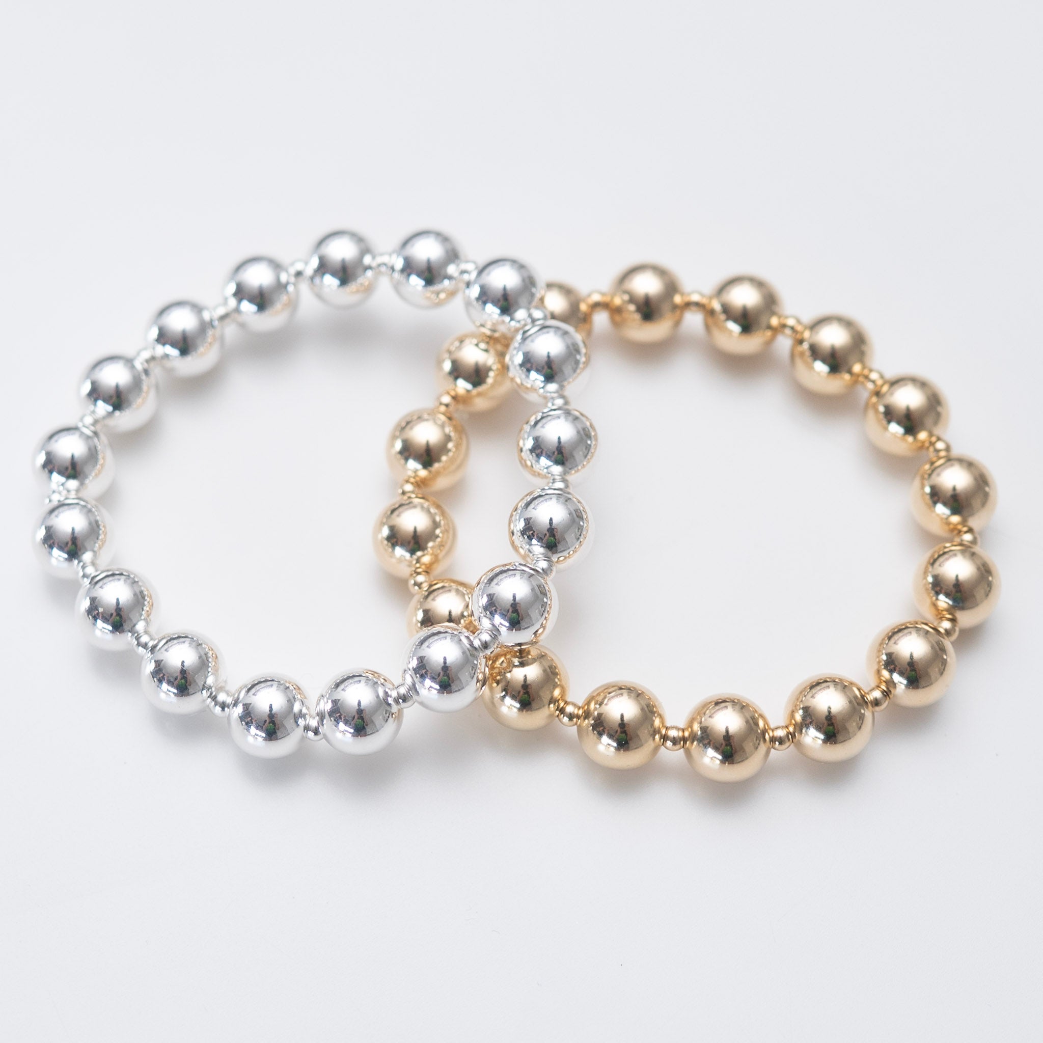 10mm Alternating Sterling Silver Beaded Bracelet