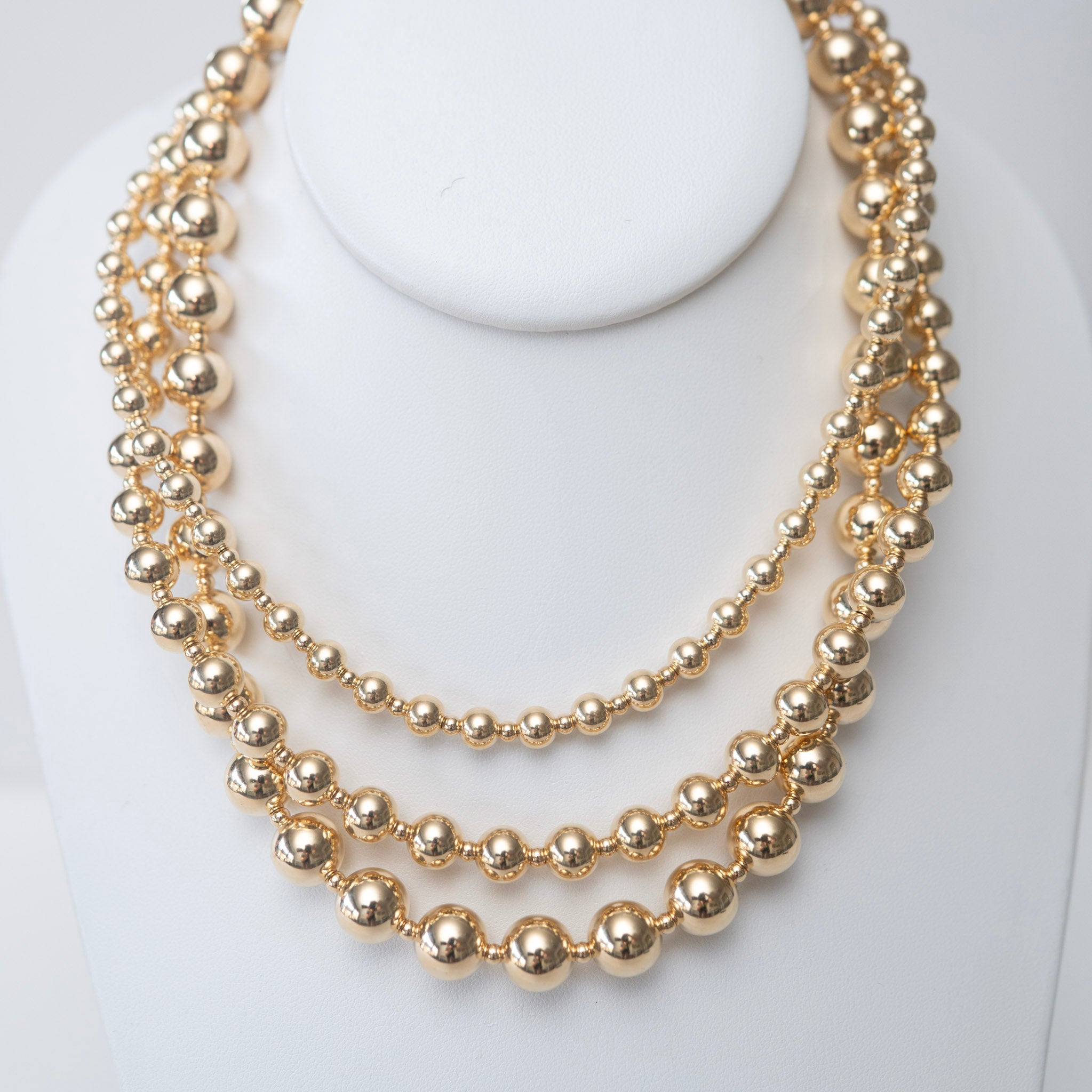 8mm 14k Gold Filled Alternating Beaded Lux Necklace