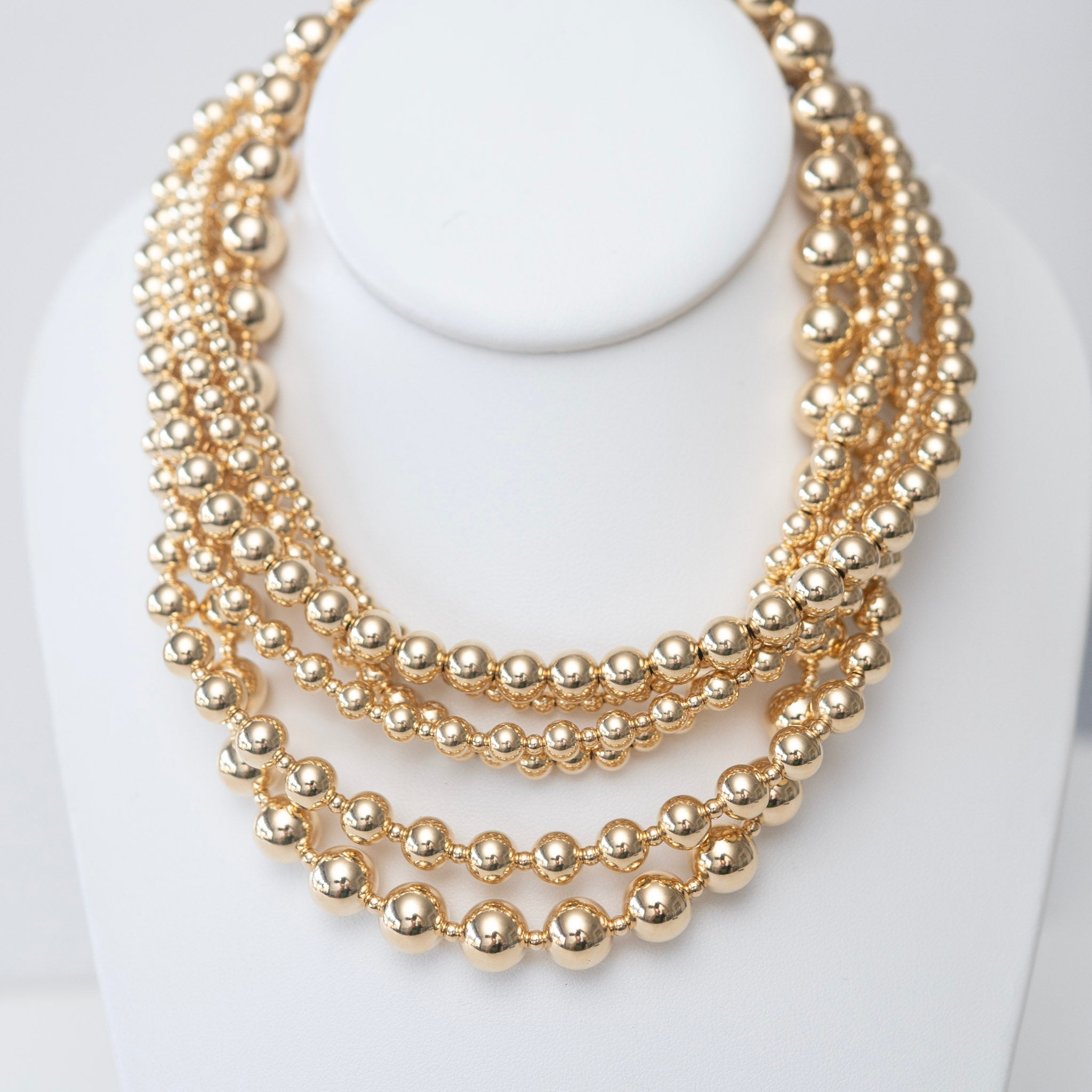 6mm 14k Gold Filled Alternating Beaded Lux Necklace