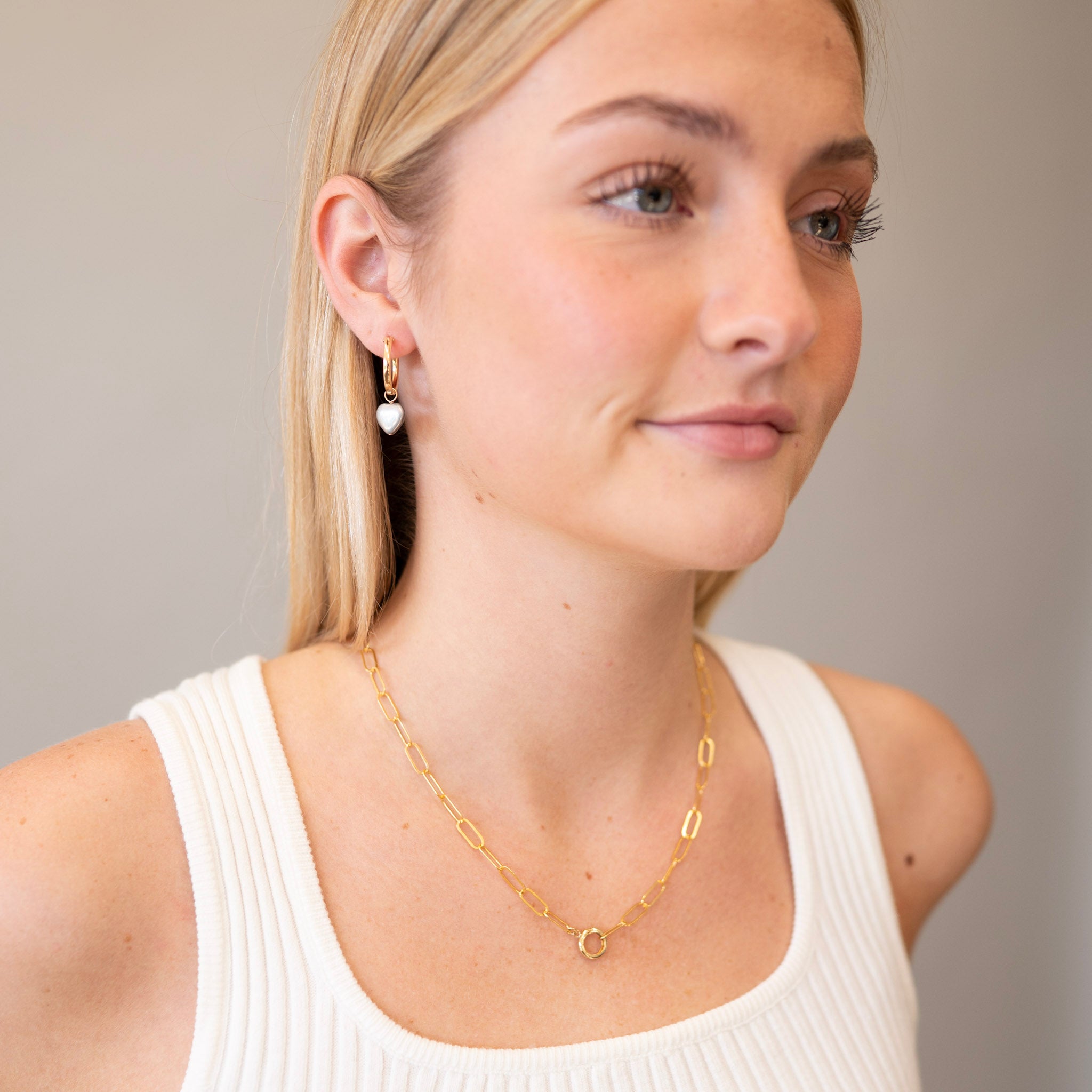 Silver Enamel Heart Hoop Drops - Jewel Ya