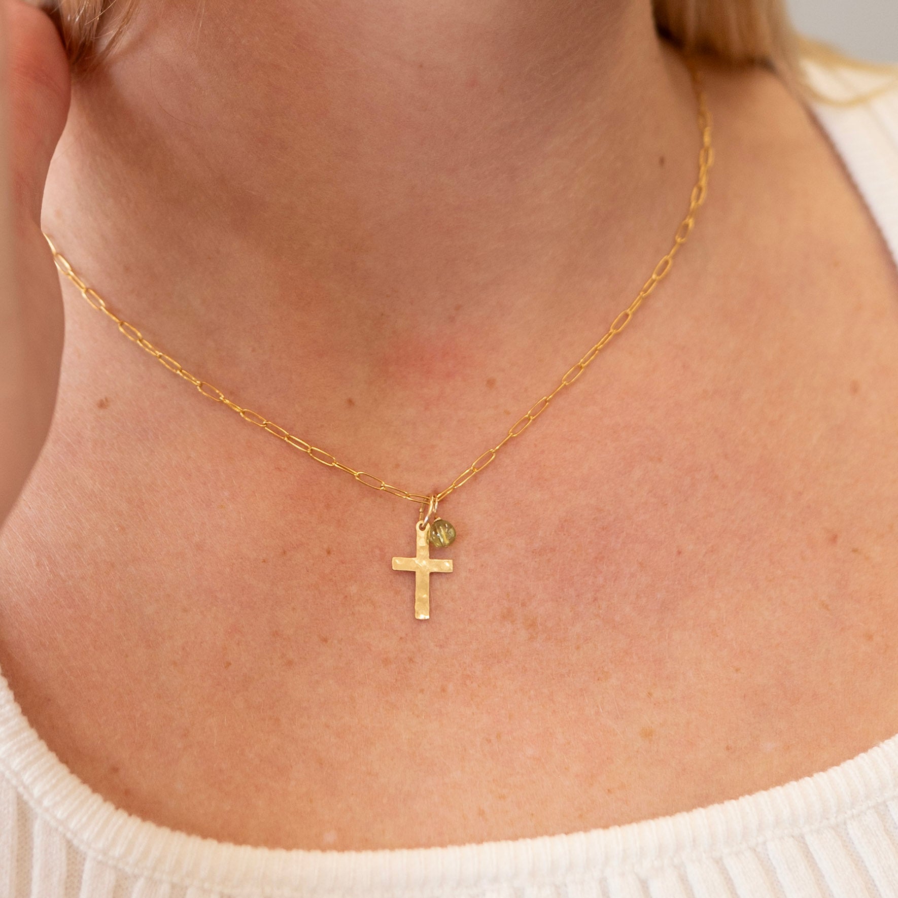 Custom Cross Birthstone Charm Necklace Set - Jewel Ya